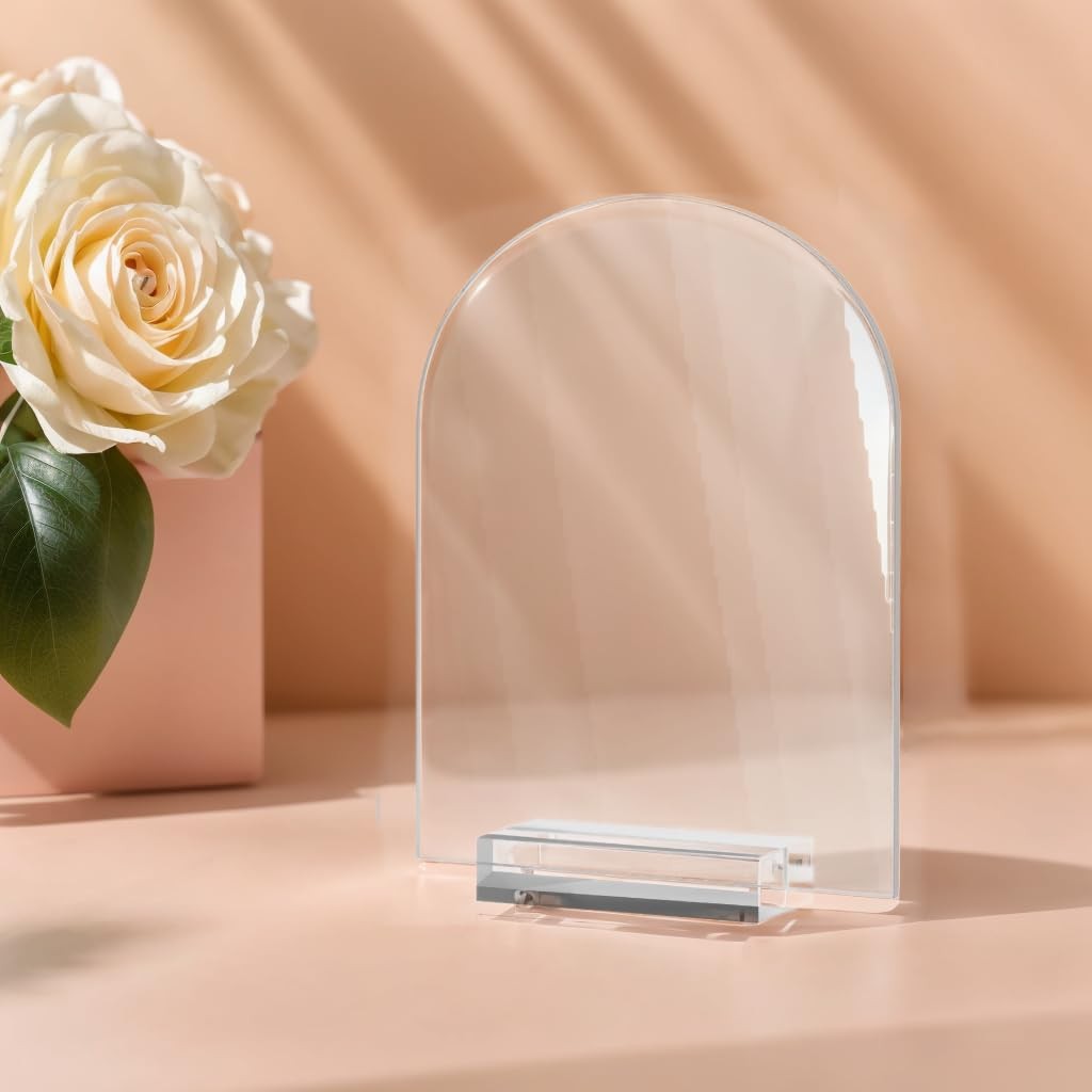 6 PCS 8×10 Inch Frosted Arch Acrylic Blank Sign Stand Wedding Table Number Menu