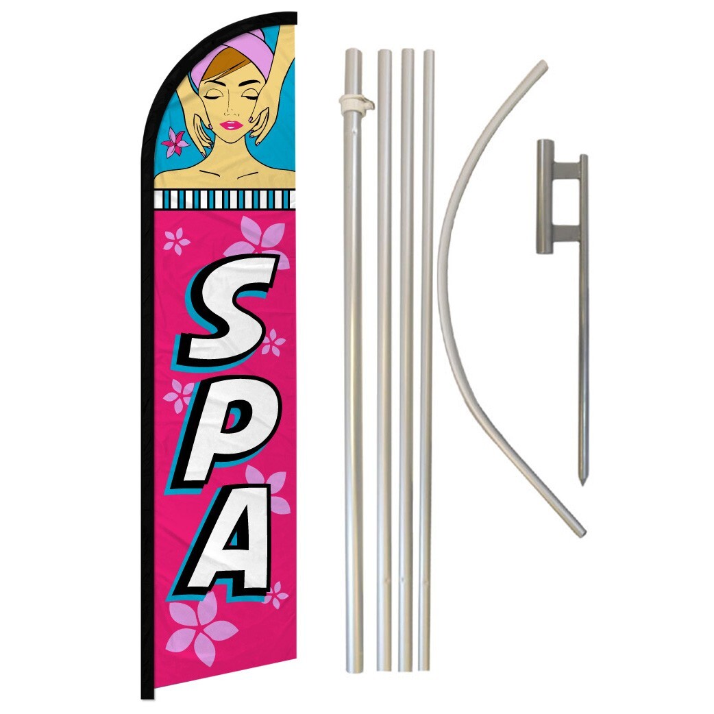 Spa Windless Banner Swooper Advertising Flag Pole Kit Beauty Beauty Services Spa