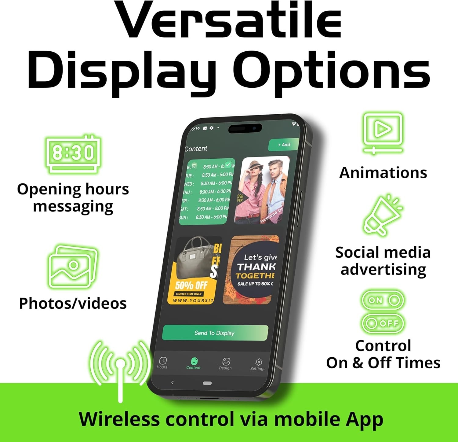 20&Prime; x 20&Prime; WiFi Enabled Full Color LED Advertising Display 5000cd/㎡ SMD LED