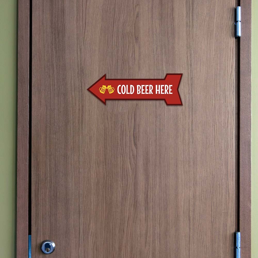 Arrow Shape Plus Cold Beer Here 12×4&Prime; Wall or Door Sign | Christmas