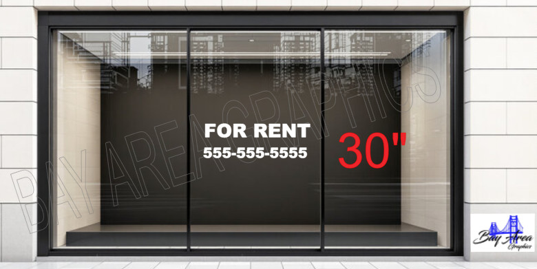 FOR RENT Vinyl Window Decal Sign Exterior Use 2 Colors Waterproof MADE IN USA