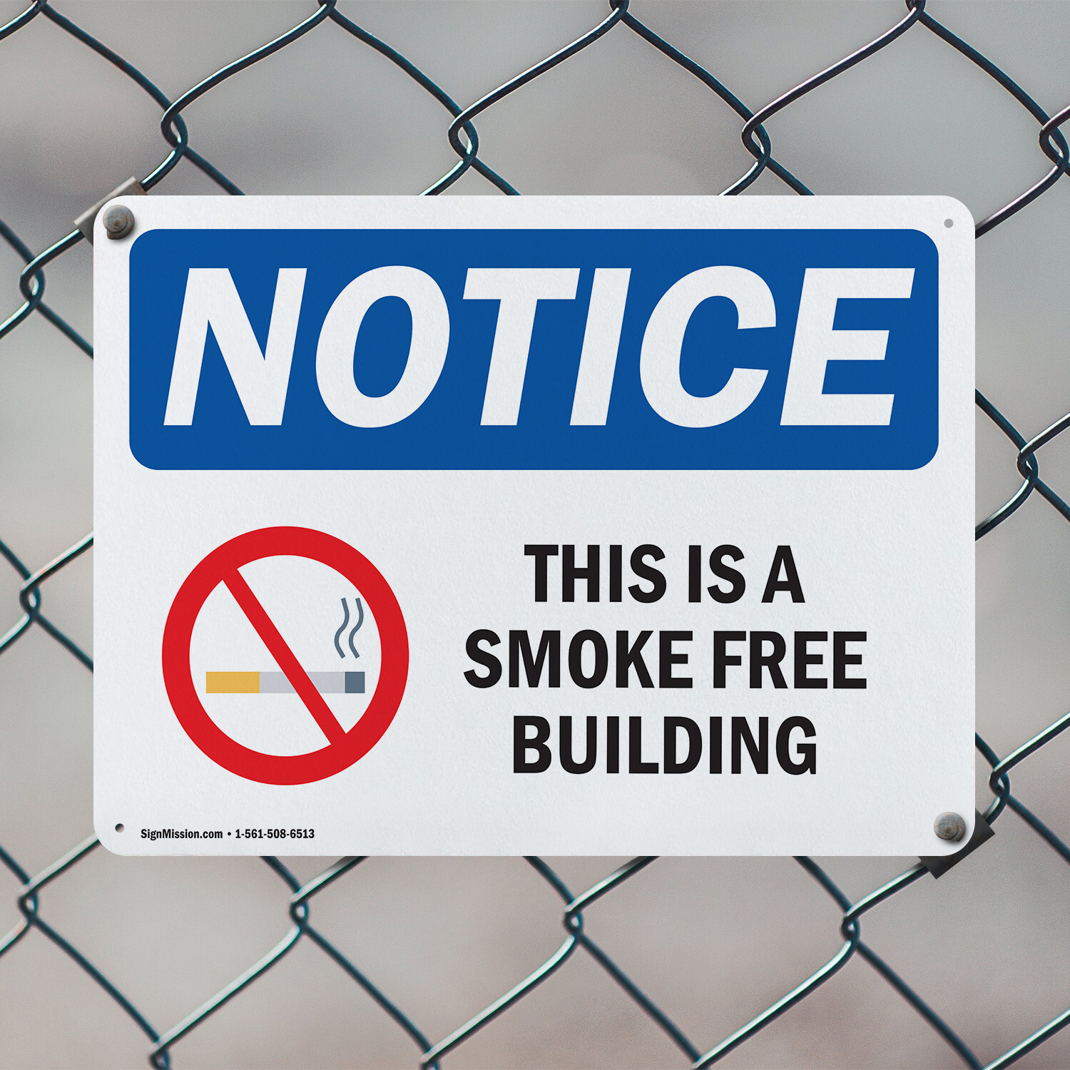 (2 Pack) This Is A Smoke Free Building OSHA Notice Sign Decal Metal Plastic