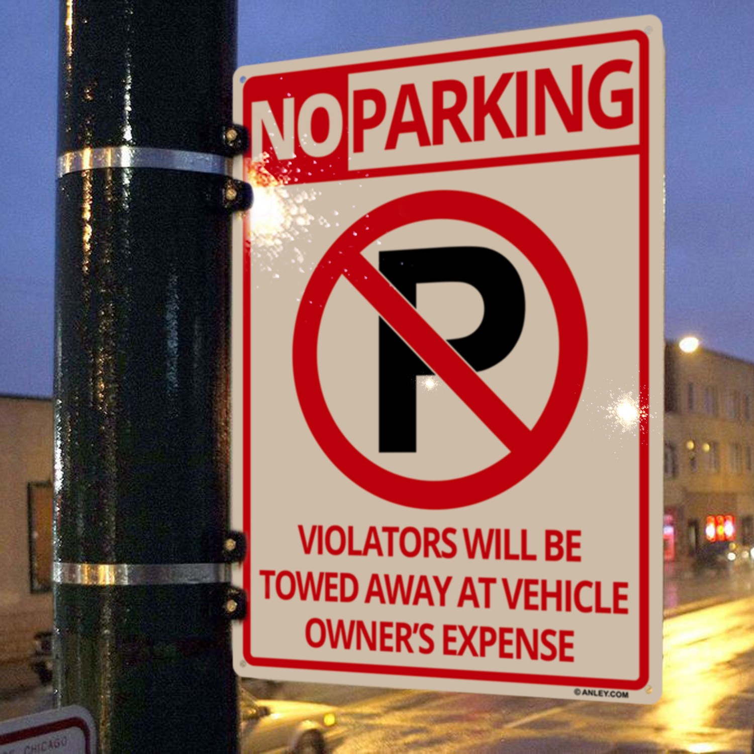 Anley No Parking Sign Rust-Free Weatherproof Aluminum Warning Sign 14×10 In