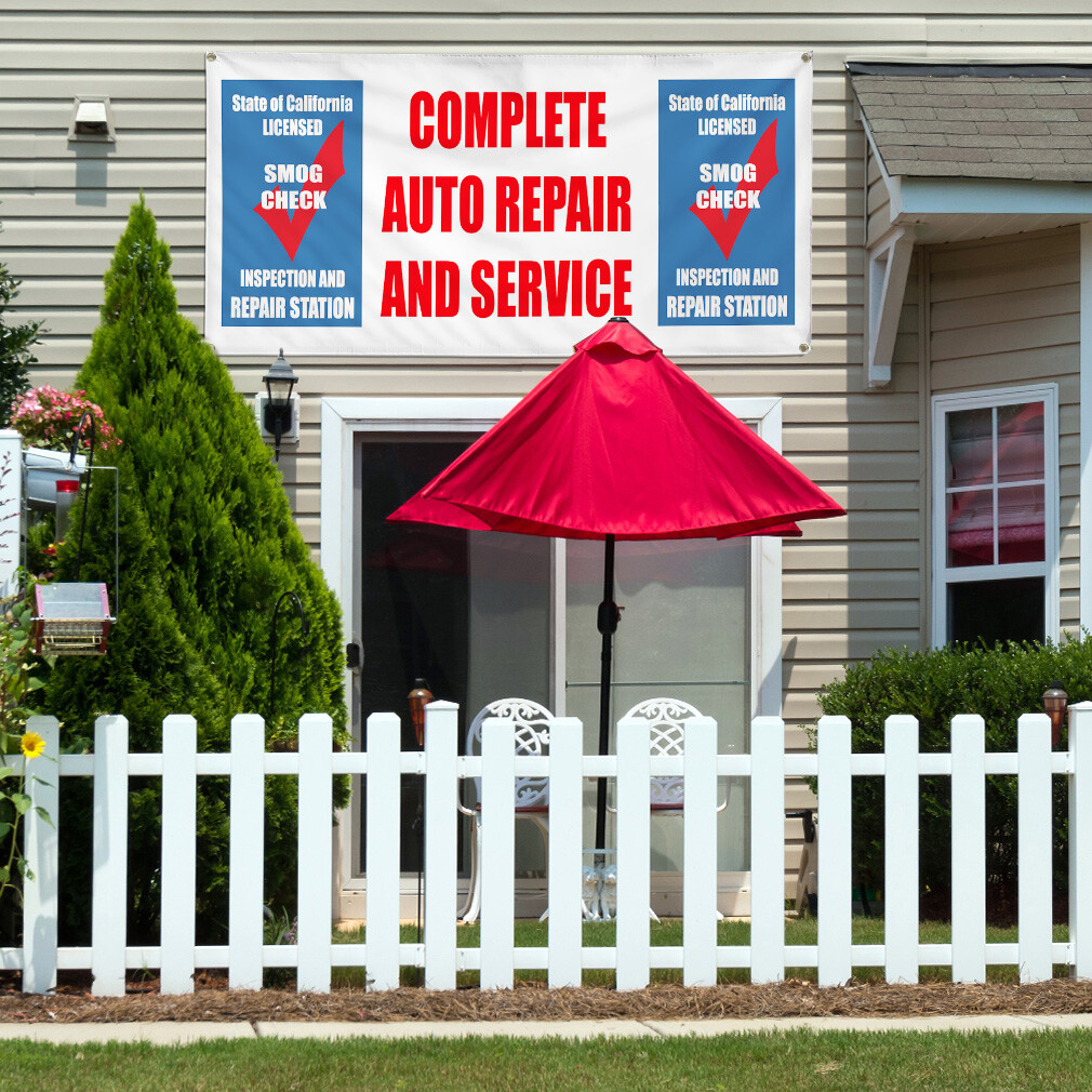Vinyl Banner Multiple Sizes Auto Repair Service Smog Check Inspection Automotive