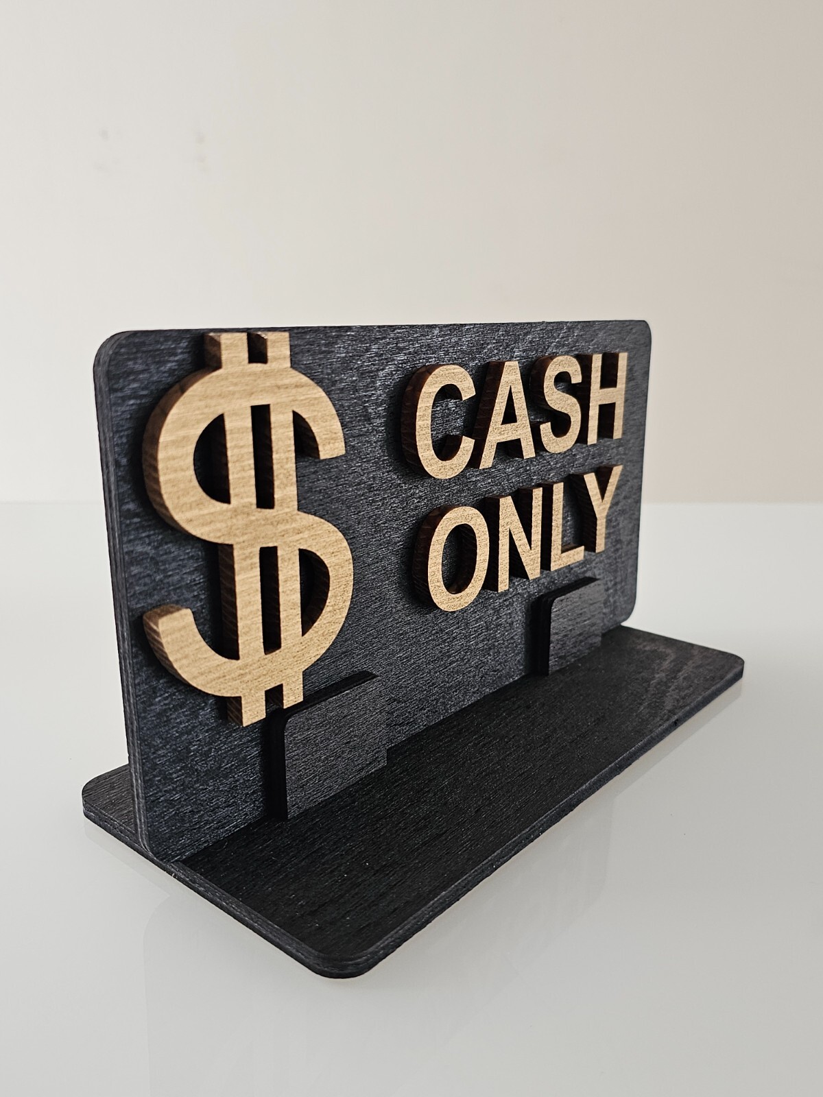 Cash Only Sign – Wooden 3D Business Sign | No Credit Cards Accepted