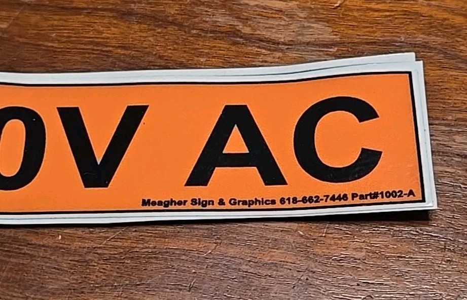 Conduit Line Marker Orange Black 120V Volt Sticker Meagher Sign 1002-A (7E4)