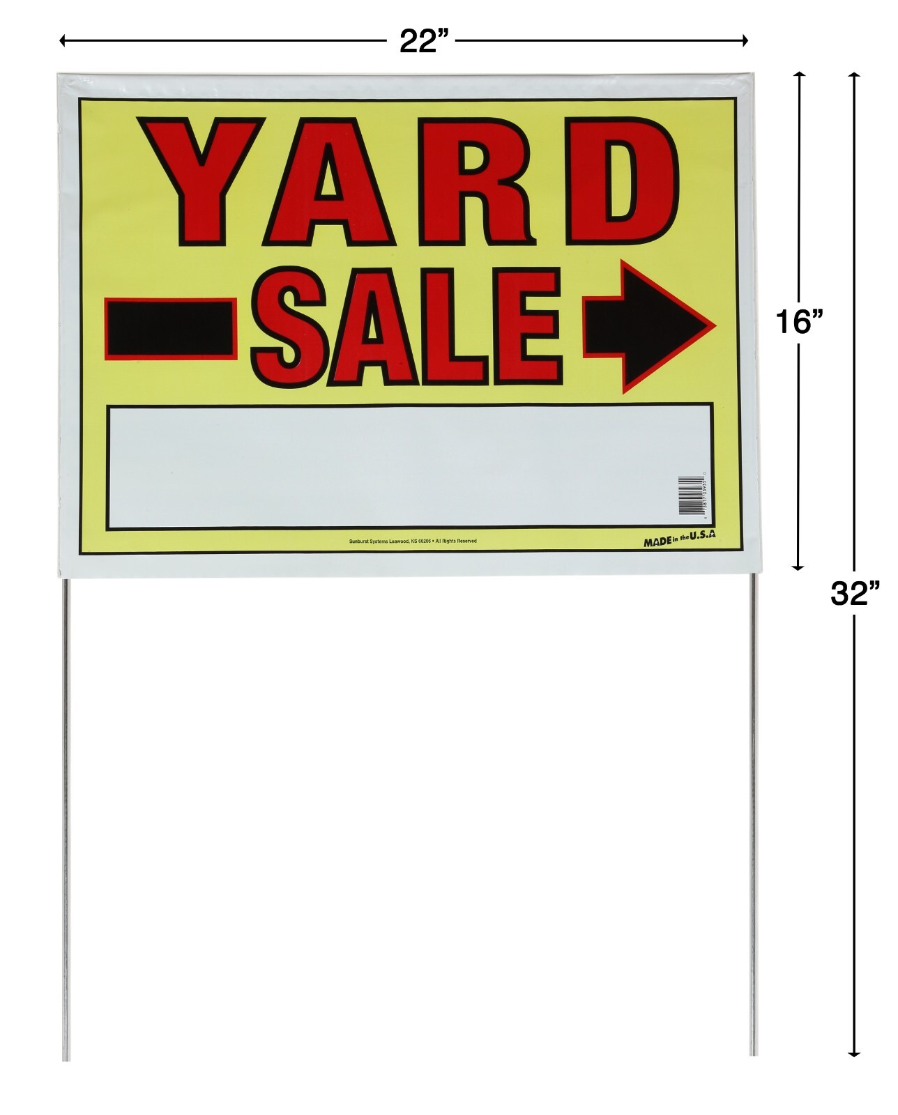 Yard Sale Sign W/ Stake, 22&Prime; x 32&Prime; Fully Assembled with Metal Stake, 10 pack