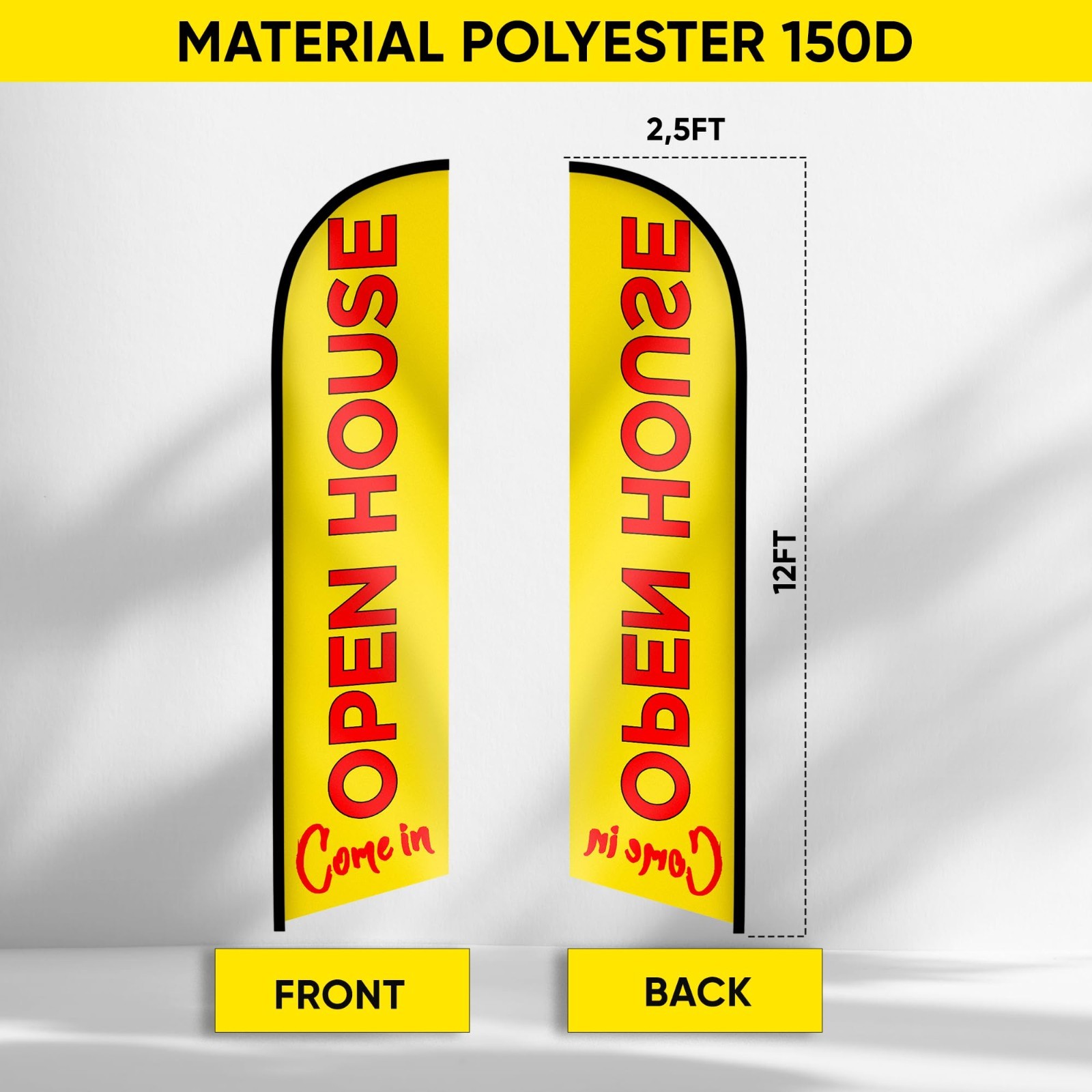 Open House Feather Flags – 12ft Swooper Signs for Real Estate Advertising – Yell