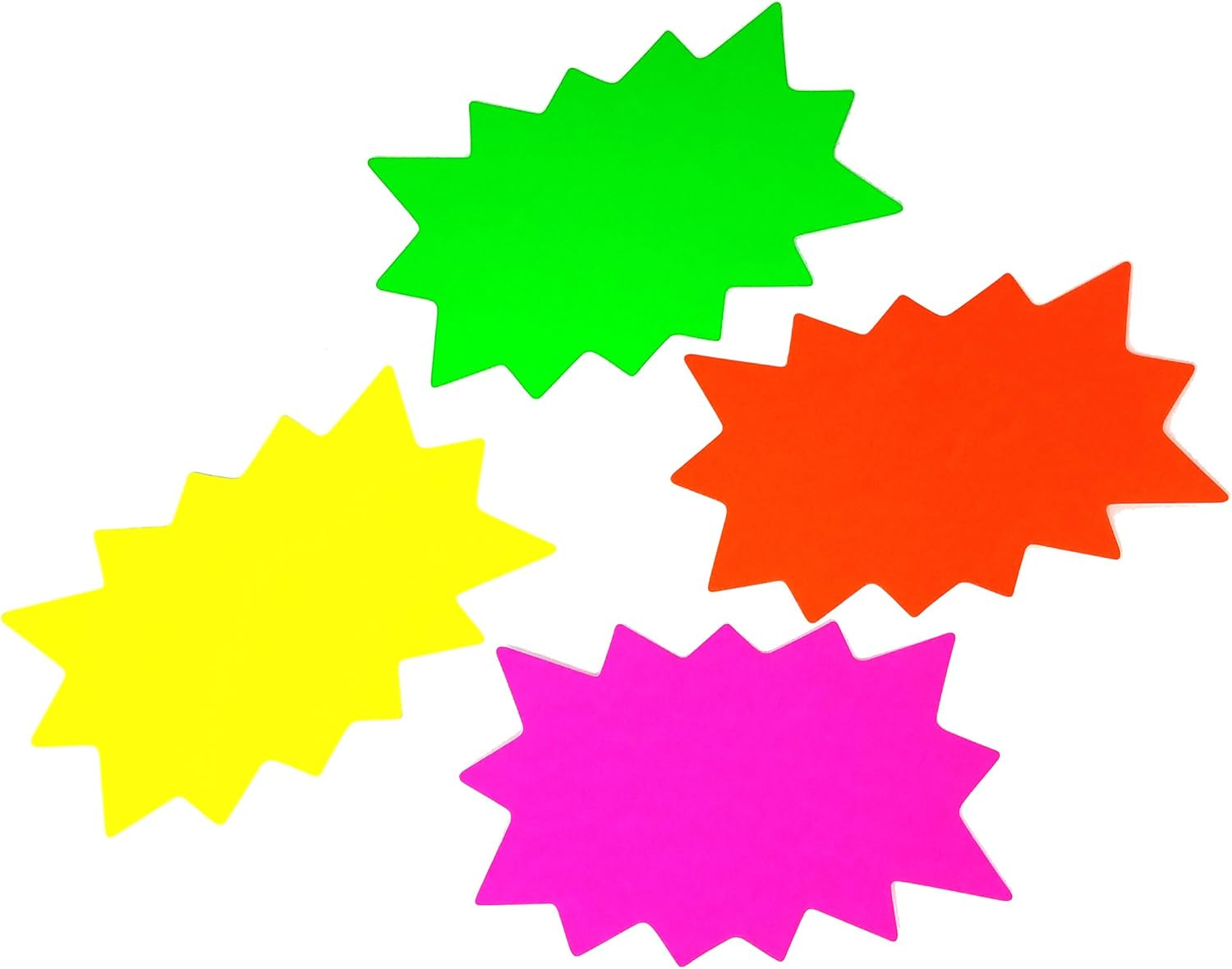 6&Prime; X 9&Prime; Medium BLANK Solar Star Burst Neon Fluorescent Retail Signs – 100 Total