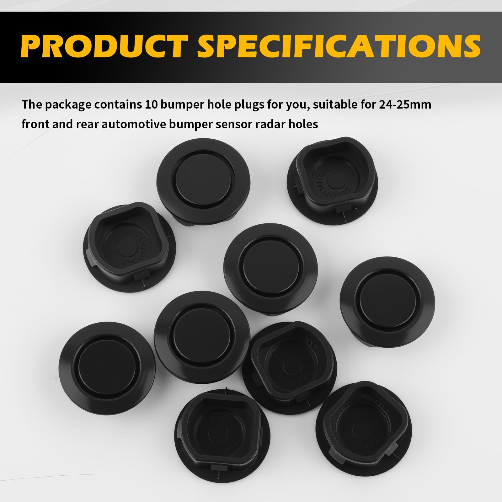 10PCS Car Bumper Hole Plugs Cover for Parking 1.19*1.19*0.46 inch, Black