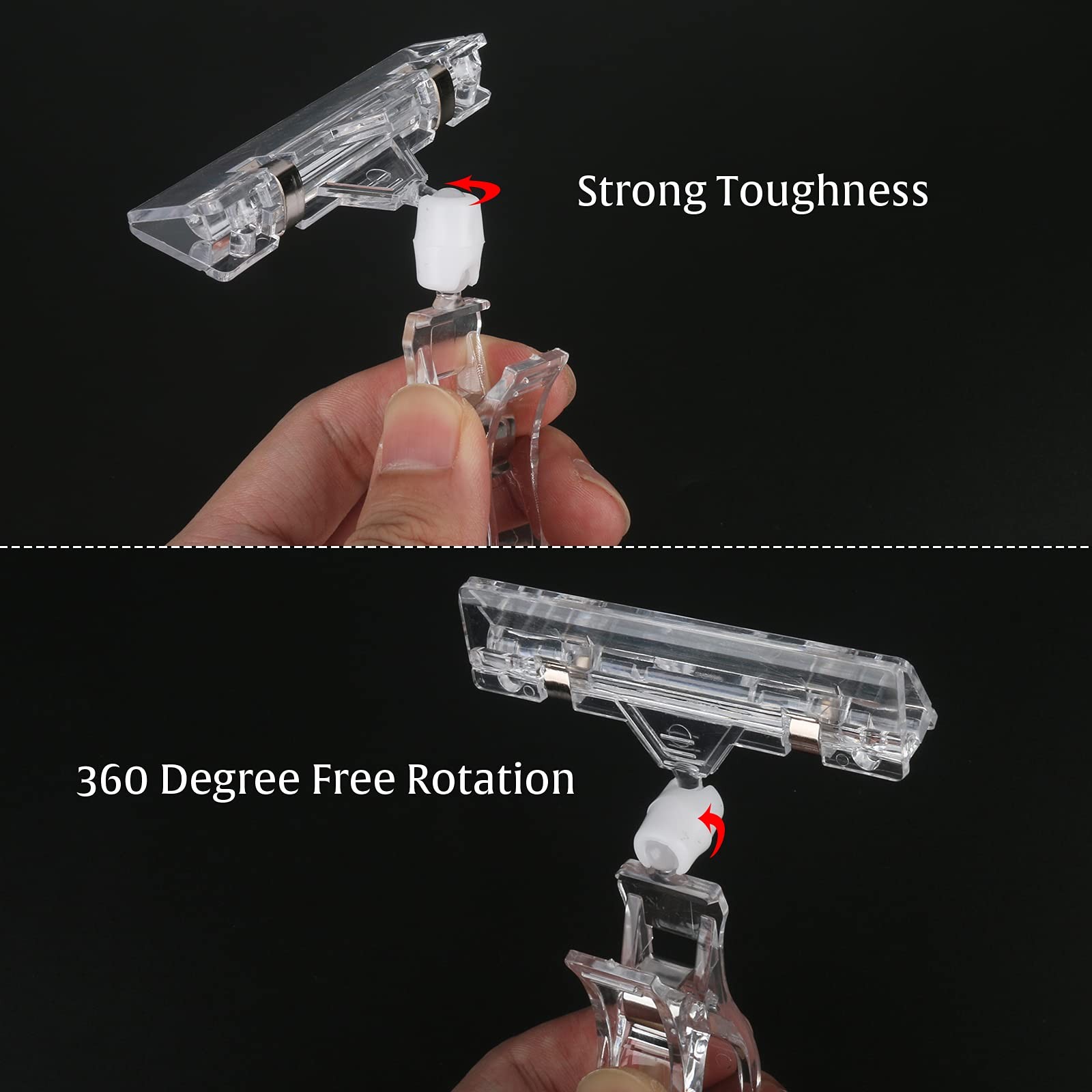 Mlici 16 Pieces Clear Sign Clips, Plastic Merchandise 16