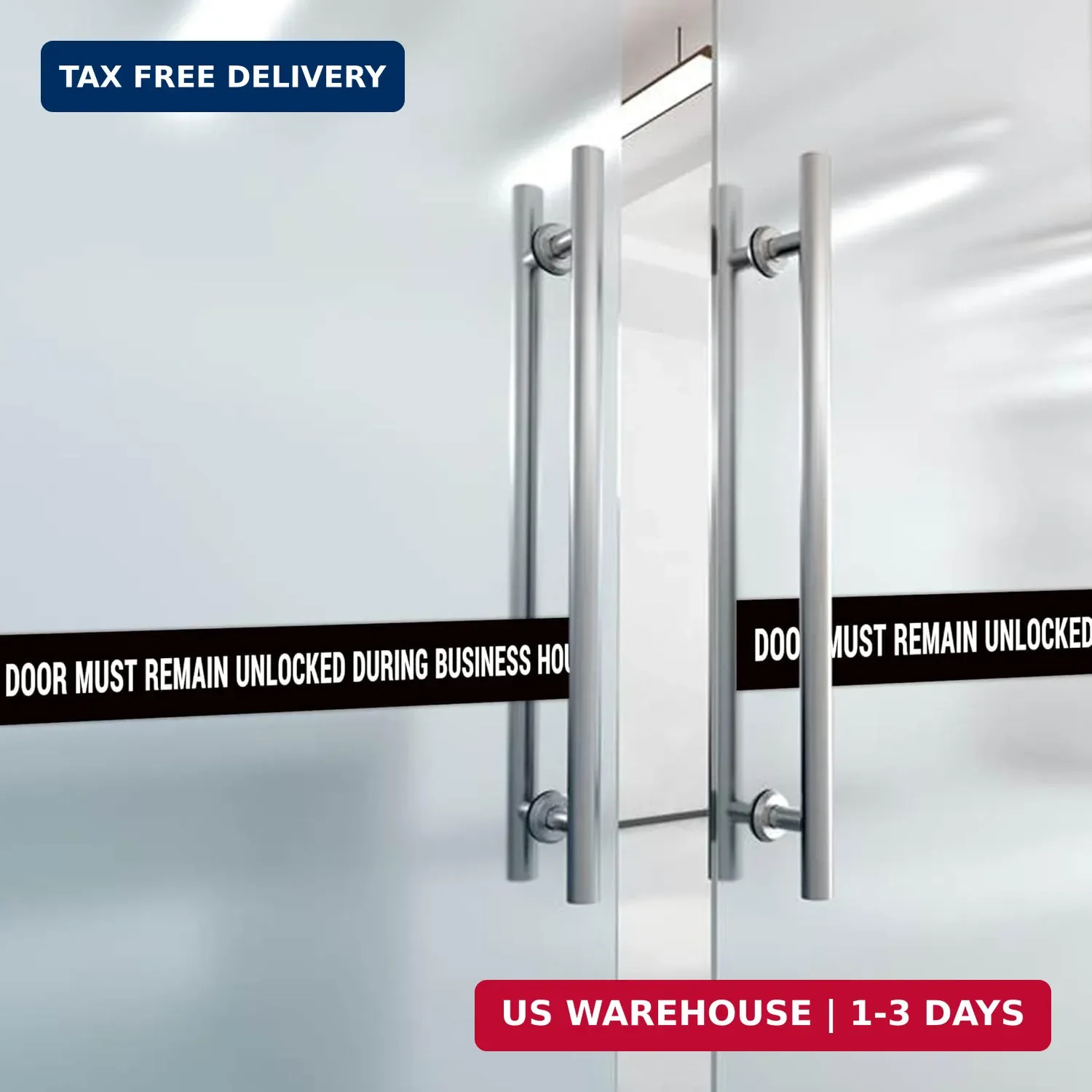2PCS Door Must Remain Unlocked During Business Hours Sticker Sign，Self-Adhesive