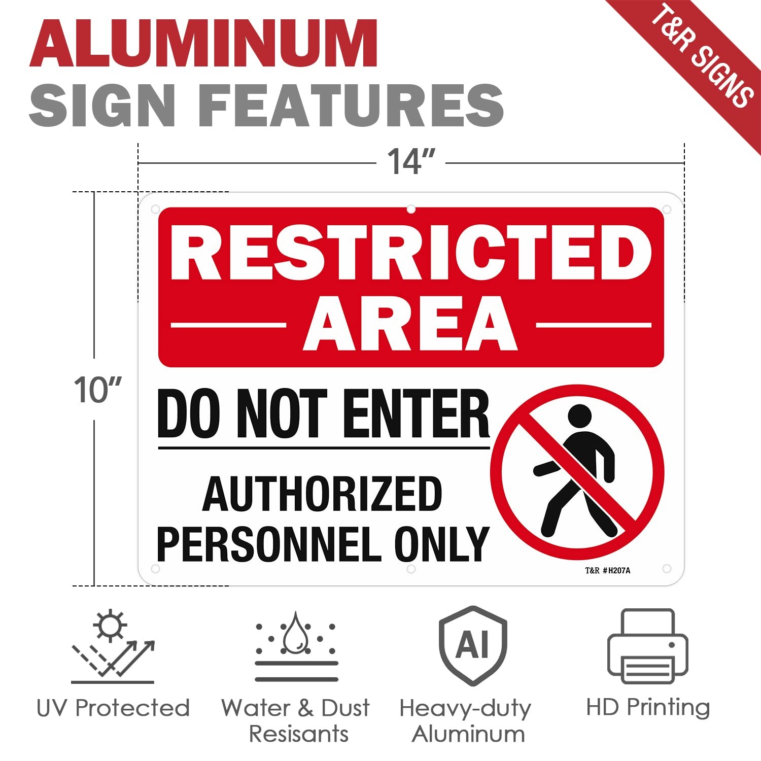 14×10 Inch Restricted Area Sign Do Not Enter Authorized Personnel Only Sign