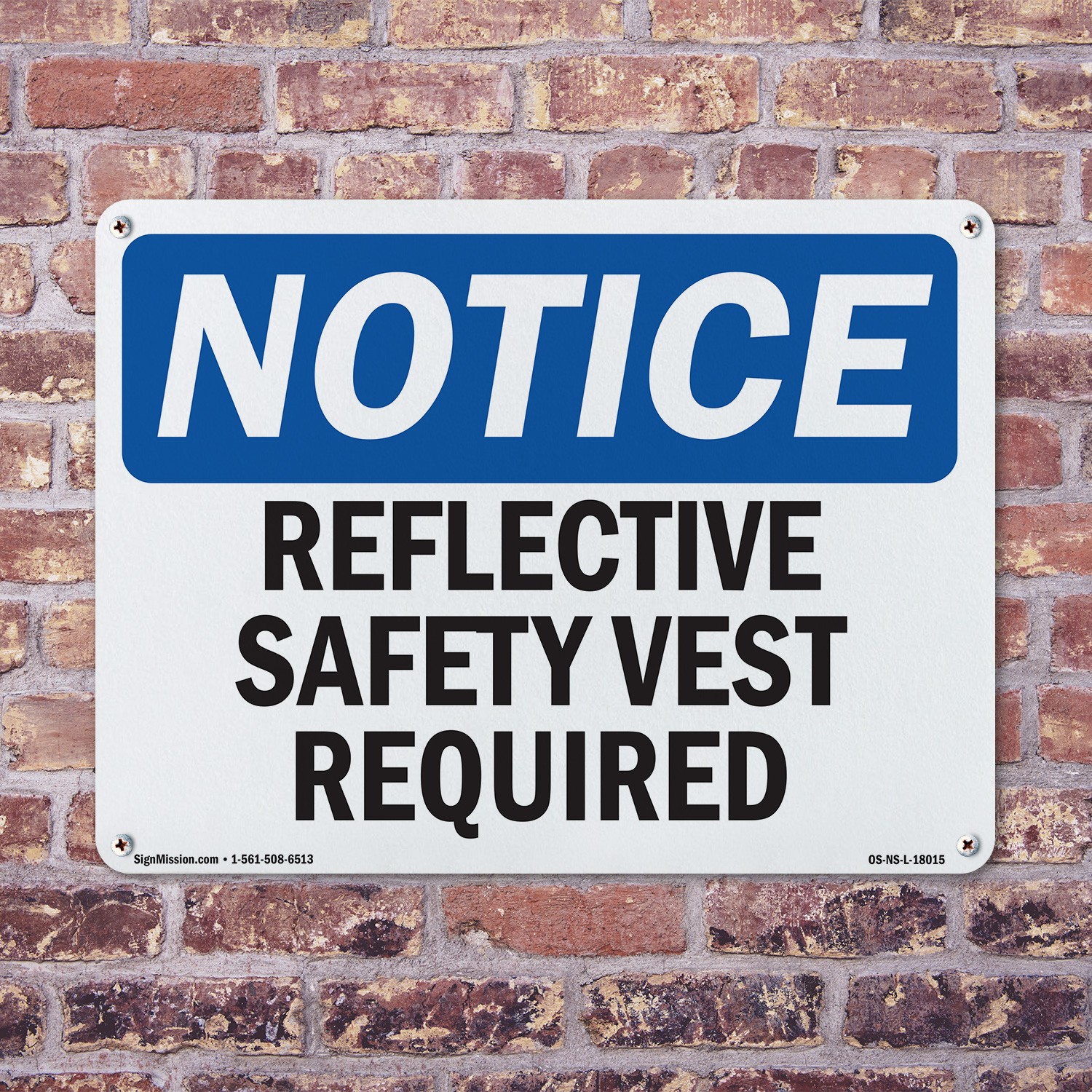Reflective Safety Vest Required OSHA Notice Sign Metal,, Decal 5 or 10 Pack