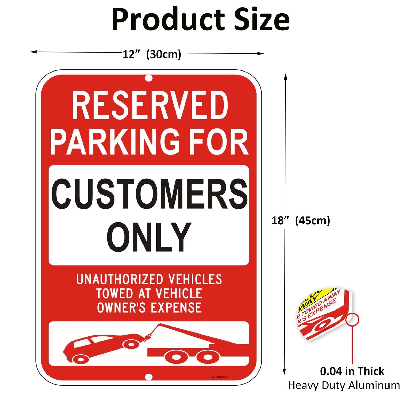 2 Pack Reserved Parking For Customers Only Sign, 18&Prime; x 12&Prime; Unauthorized Vehic…