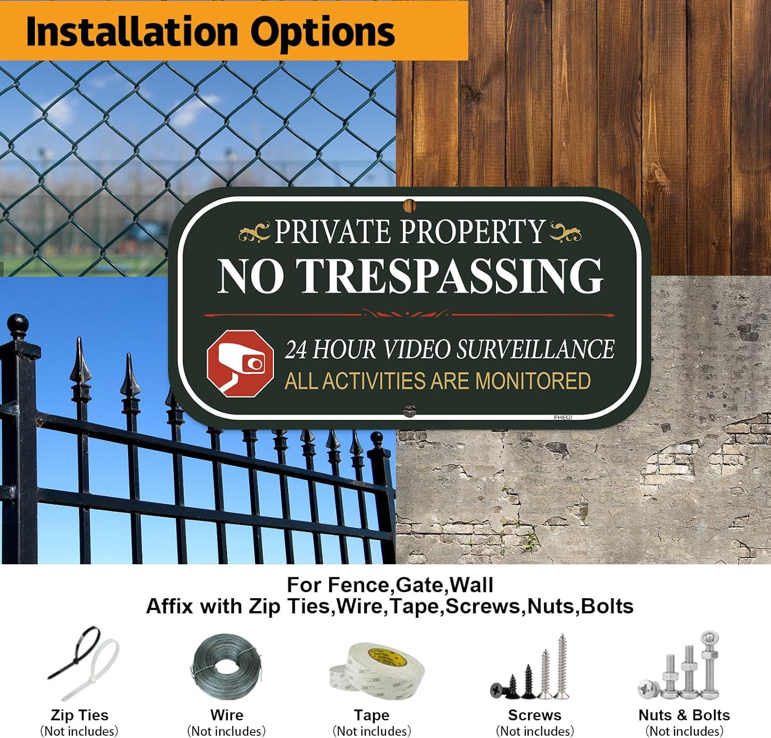 2-Pack Private Property No Trespassing Sign, 12&Prime;x6&Prime; Aluminum, Green – 2 Pack, Mi