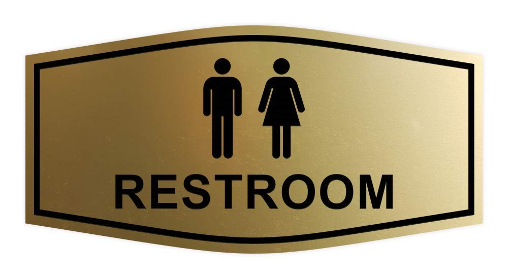 Signs ByLITA Fancy Unisex Restroom Sign(Brushed Gold) – Medium