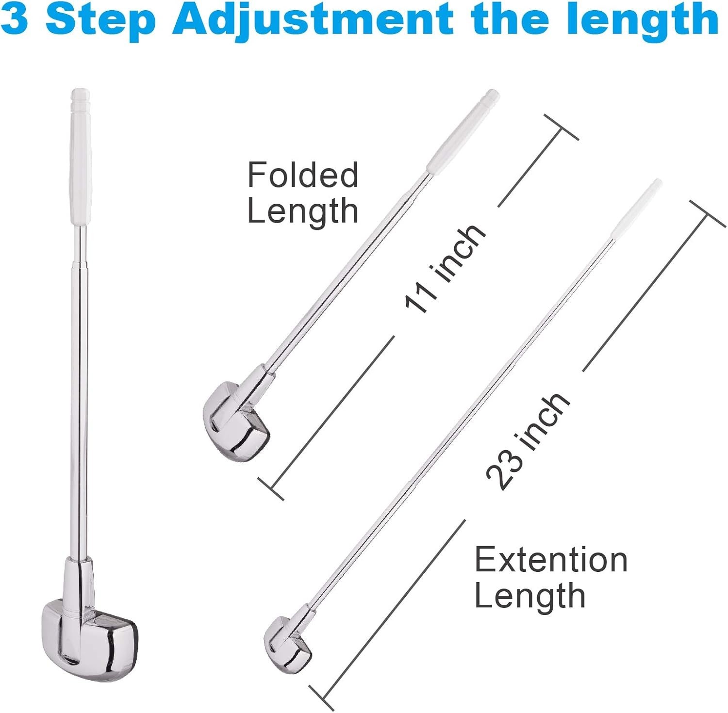Car Bumper Corner Antenna Pole Adjustable Chrome Poles Set 11x2x1.5 in 2 Pk