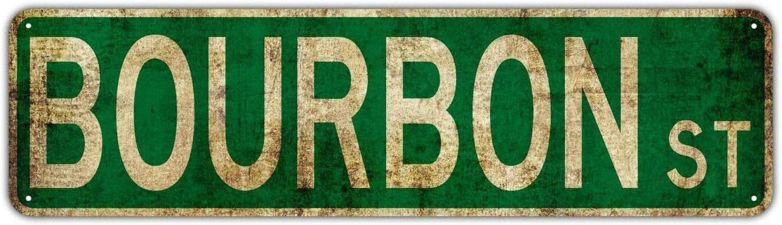 Vintage Bourbon Street Metal Sign 4×15 inch | Rust-Free Aluminum New Orleans Wal