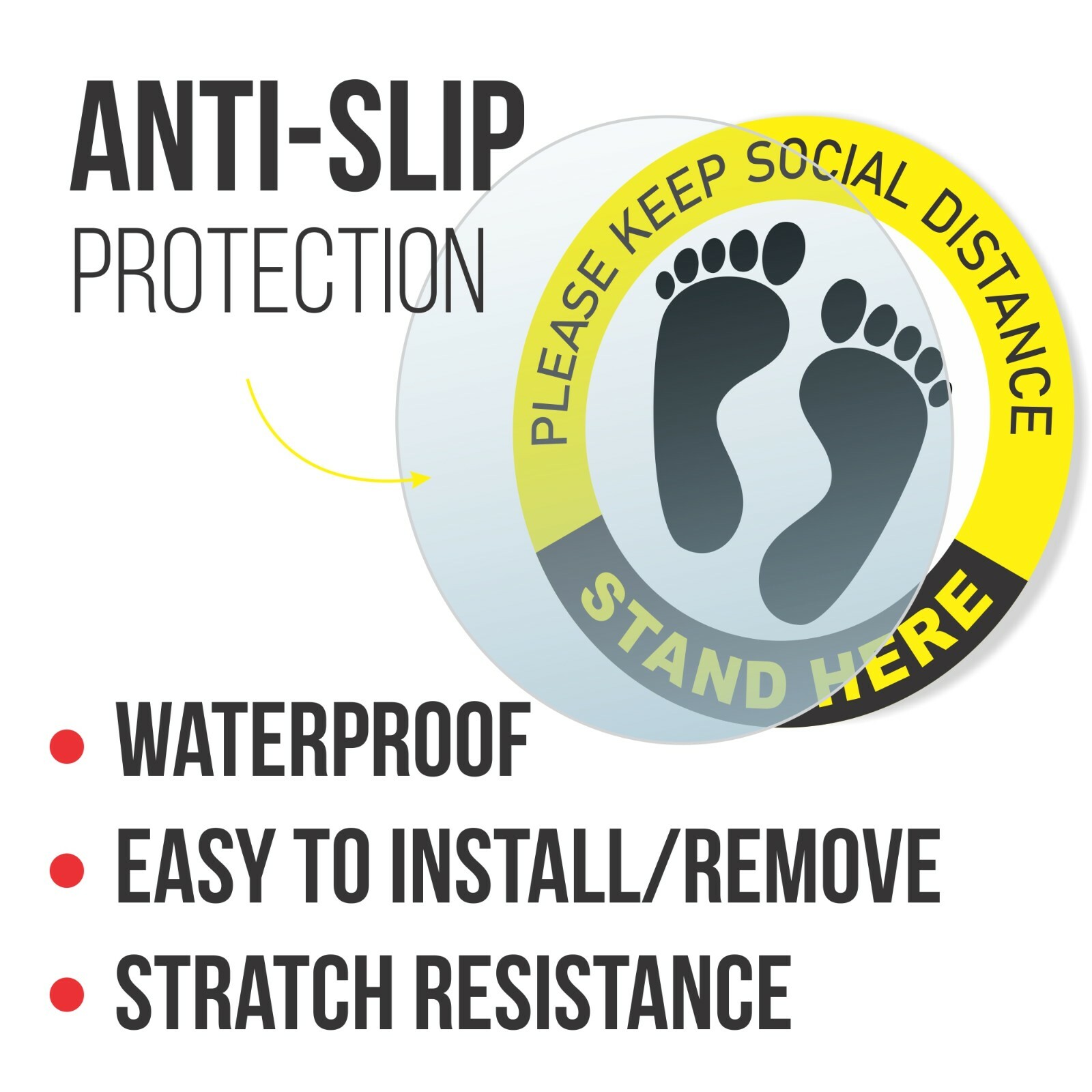 Social Distancing Floor Decal Hard Floor 10 Pack Anti Slip Heavy Duty Vinyl