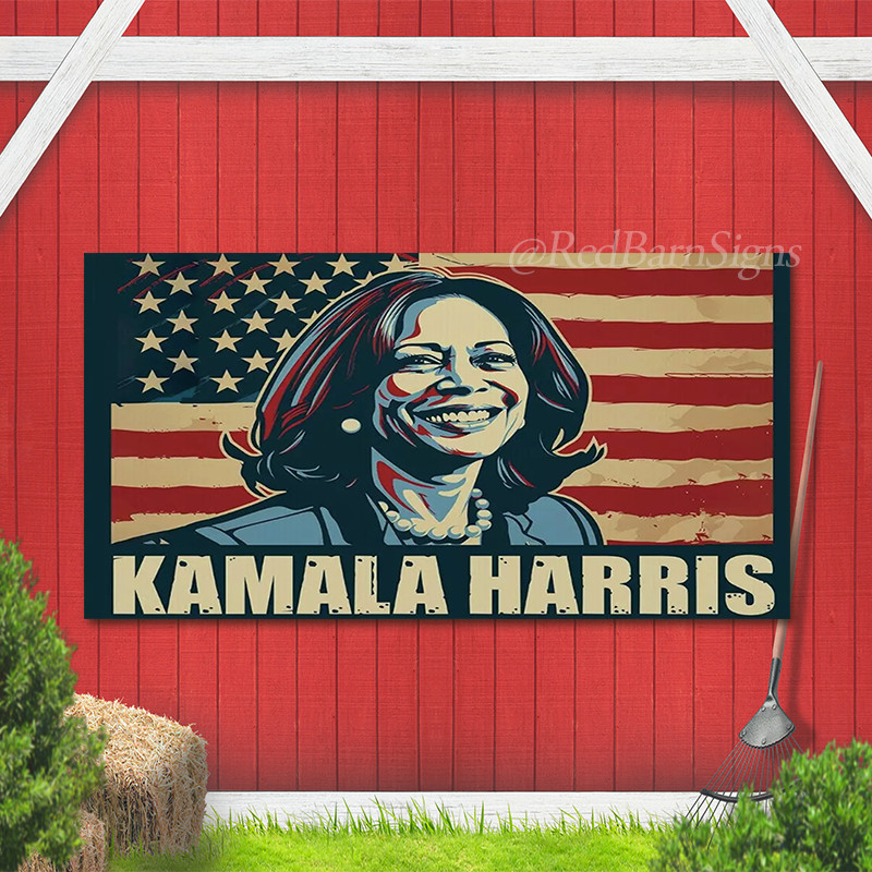 Retro Kamala Harris For President First Woman President USA Flag Banner Sign