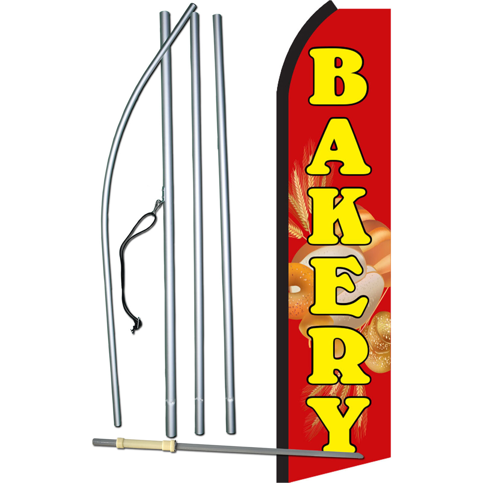 Bakery Red/Yel Flag with Flag Pole and Spike