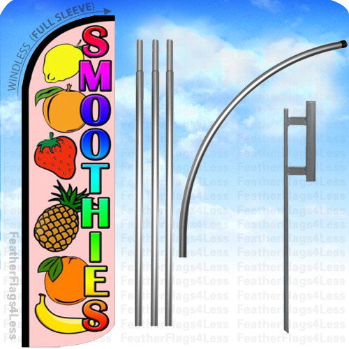 SMOOTHIES – Windless Swooper Flag KIT Feather Banner Sign 15&prime; (Fruits) q