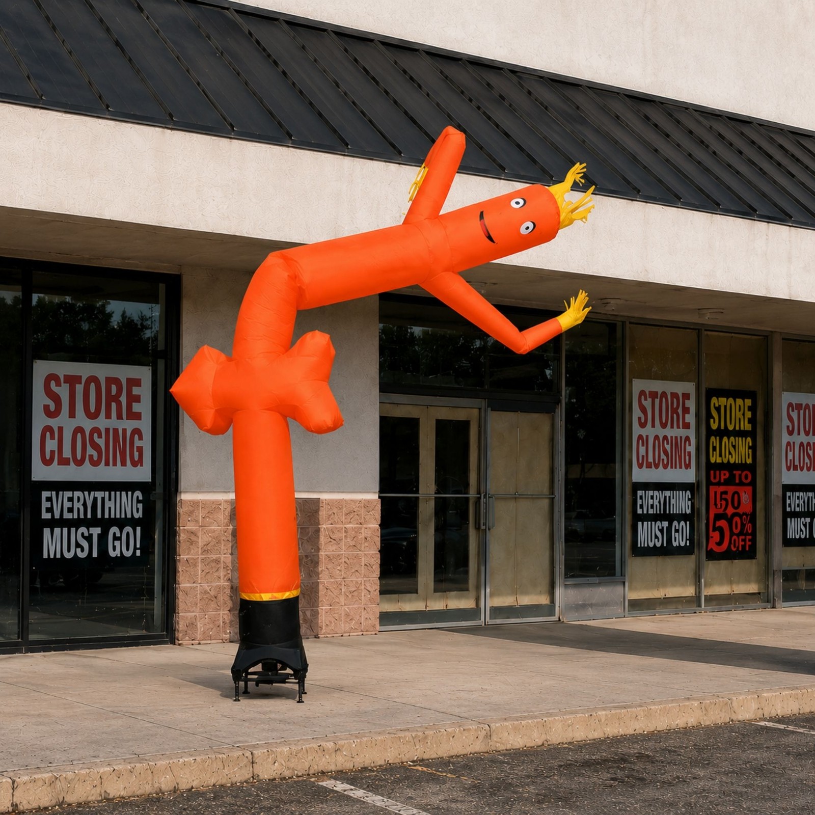 Advertising Inflatable Tube Man 12ft Orange Arrow Blow Up Wavy Flailing w Blower