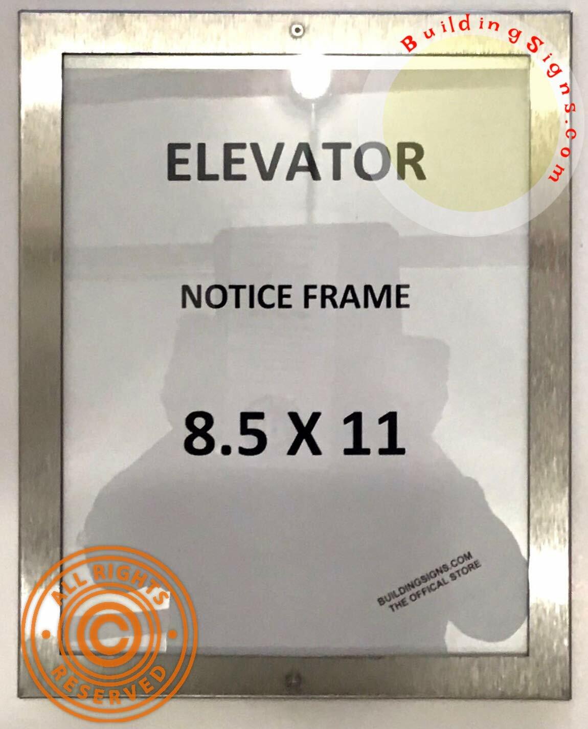 Elevator Notice Frame 8.5×11 (Lockable !!!, Stainless Steel-REF24-1027