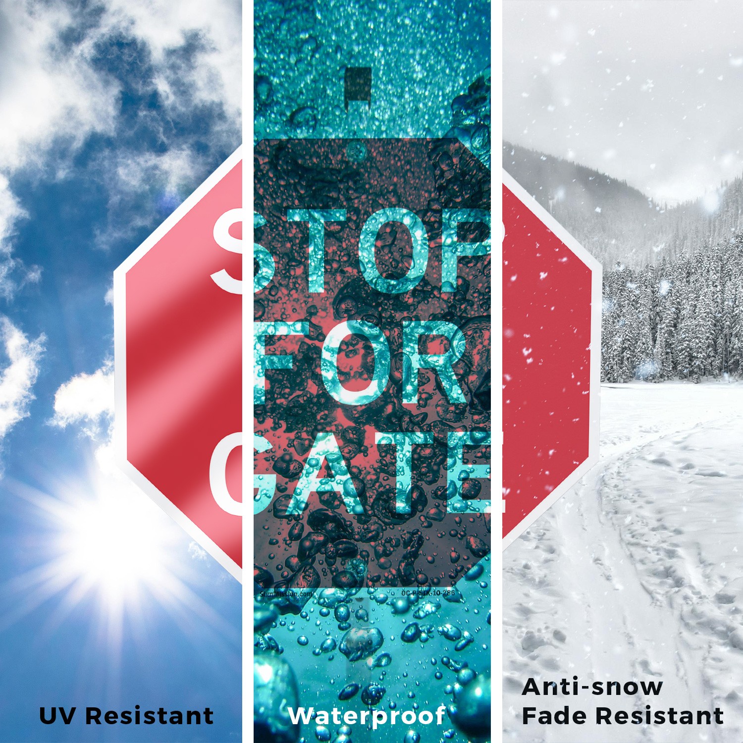 Stop For Gate Octagon Sign With Stake Weather Resistant UV Protected