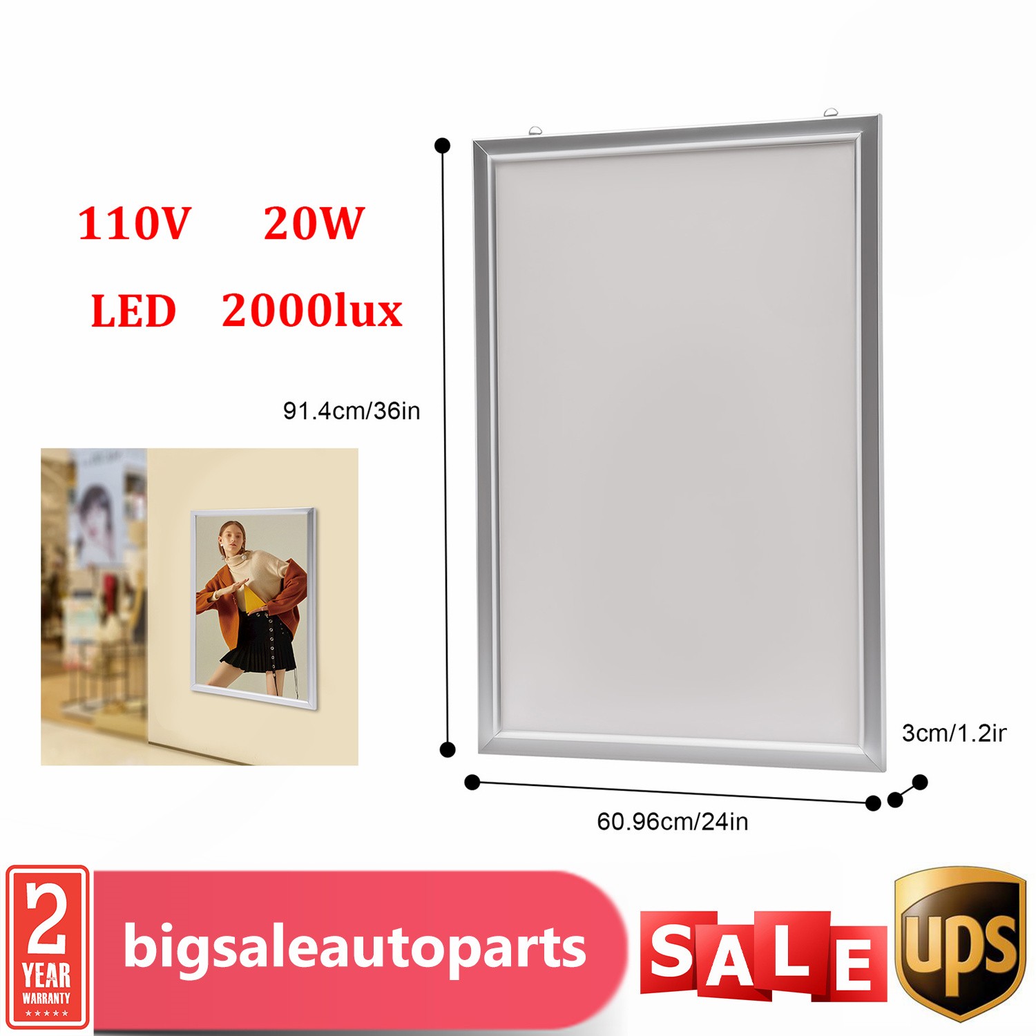 24&Prime;x36&Prime; LED Backlit Poster Frame Art Picture Light Box Advertising Display Frame