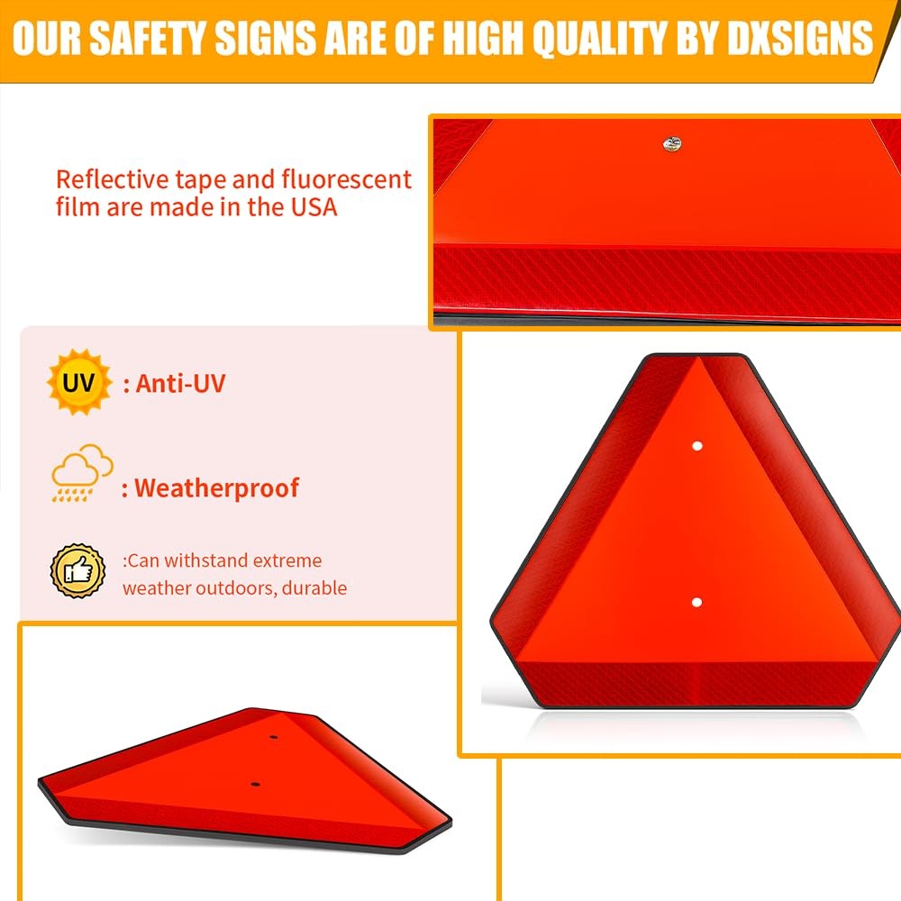 Slow Moving Vehicle Sign Reflective Safety Triangle 14×16 Sign