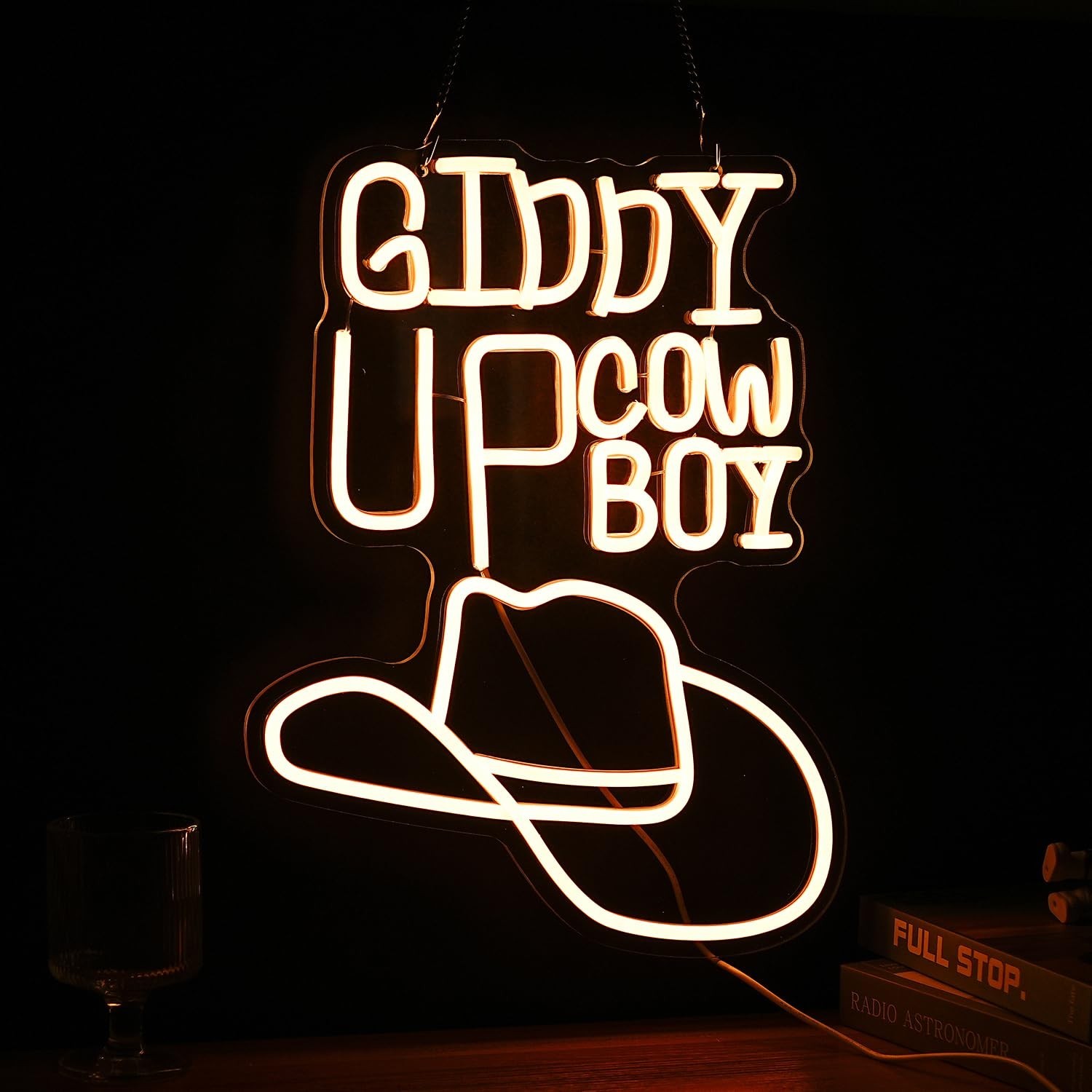 Giddy Up Neon Sign Dimmable Cowboy Neon Light For Wall Decor – Warm White LED…