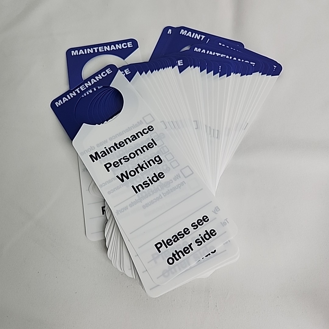 2 Sided Maintenance Door Hanger Maintenance Notification hard Tags 50 pieces