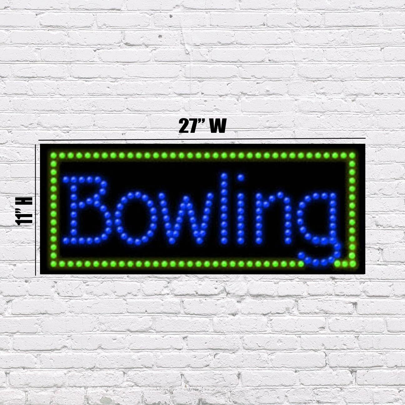 LED Bowling Sign | Light Up Sign | 11&Prime;H x 27&Prime;W x 2&Prime;D