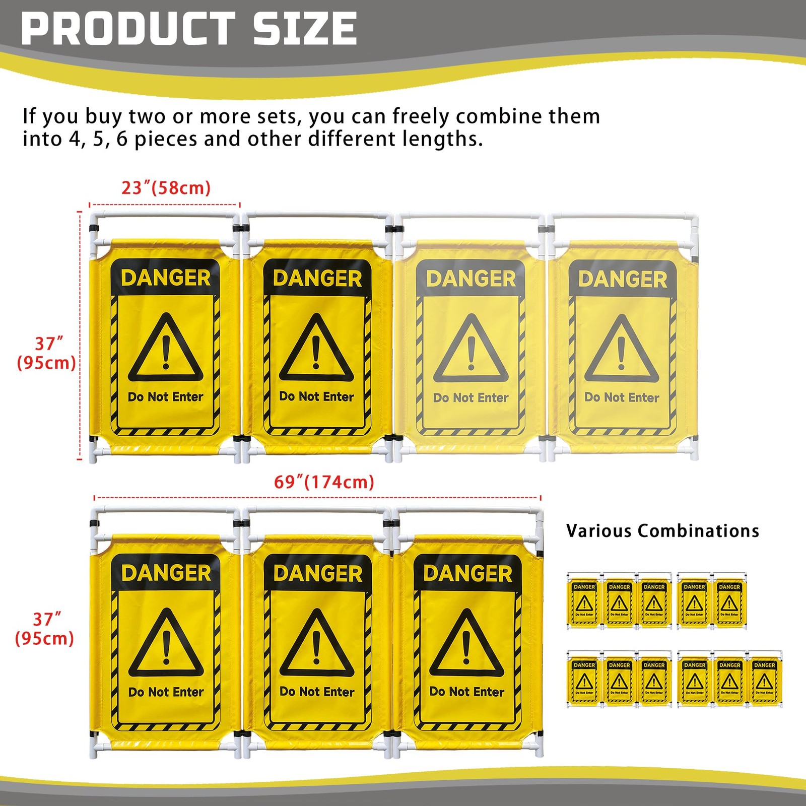 Safety Caution Barricade 2Panels Foldable Signs With PVC Tarp Removable Safet…