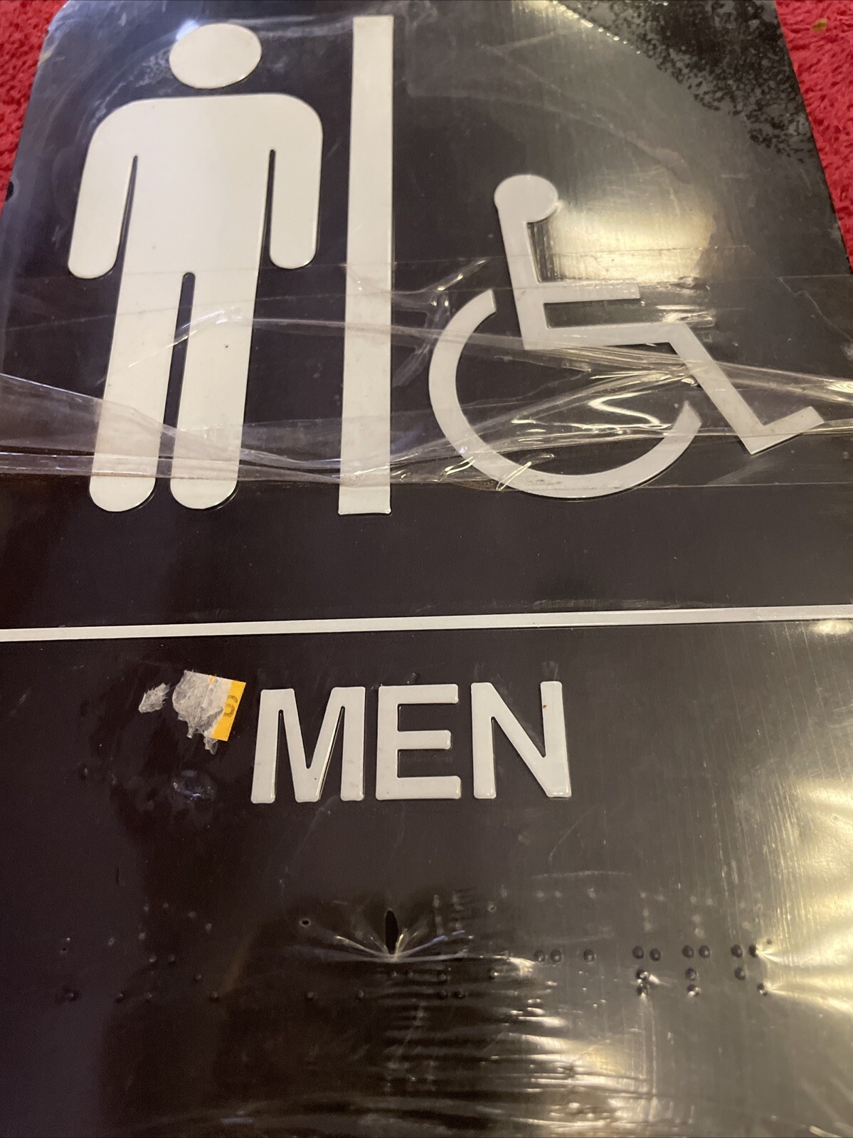 NEW Mens Restroom ADA Sign Handicap Braille Restaurant Business 9”x6” Bathroom