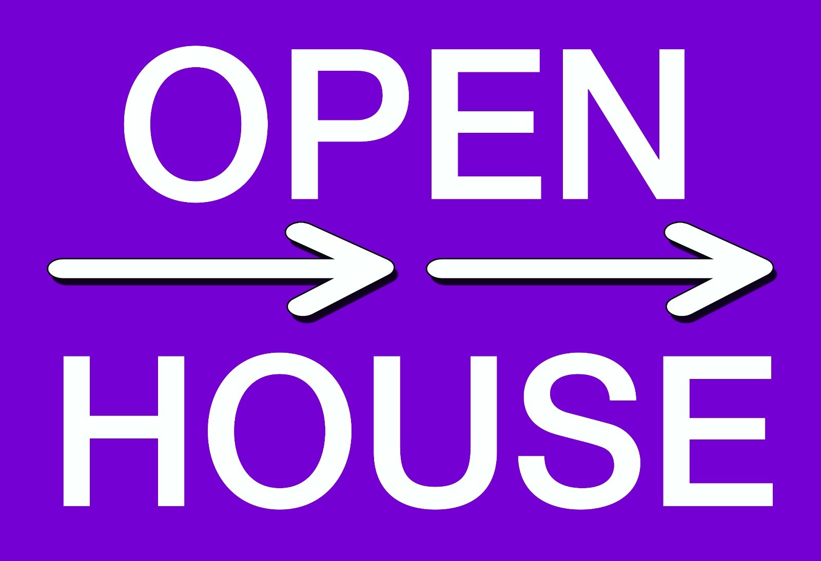 10 12×18 CORRUGATED PLASTIC « OPEN HOUSE » SIGN WITH WIRE STAKE (2 SIDED PURPLE)
