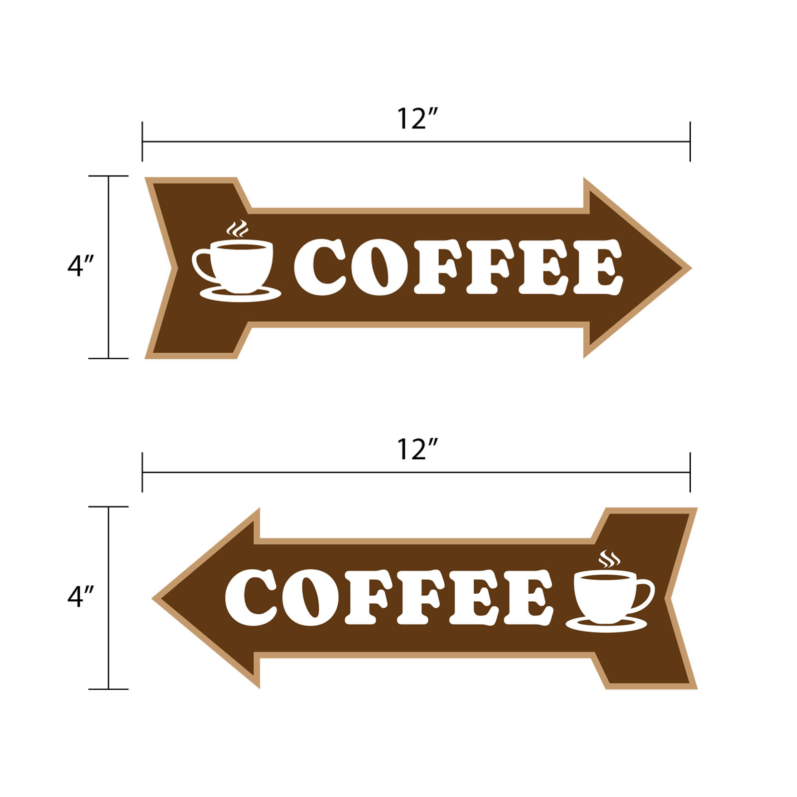 Arrow Shape Coffee 12×4&Prime; Wall or Door Sign | Funny Home Decor | Shop Décor