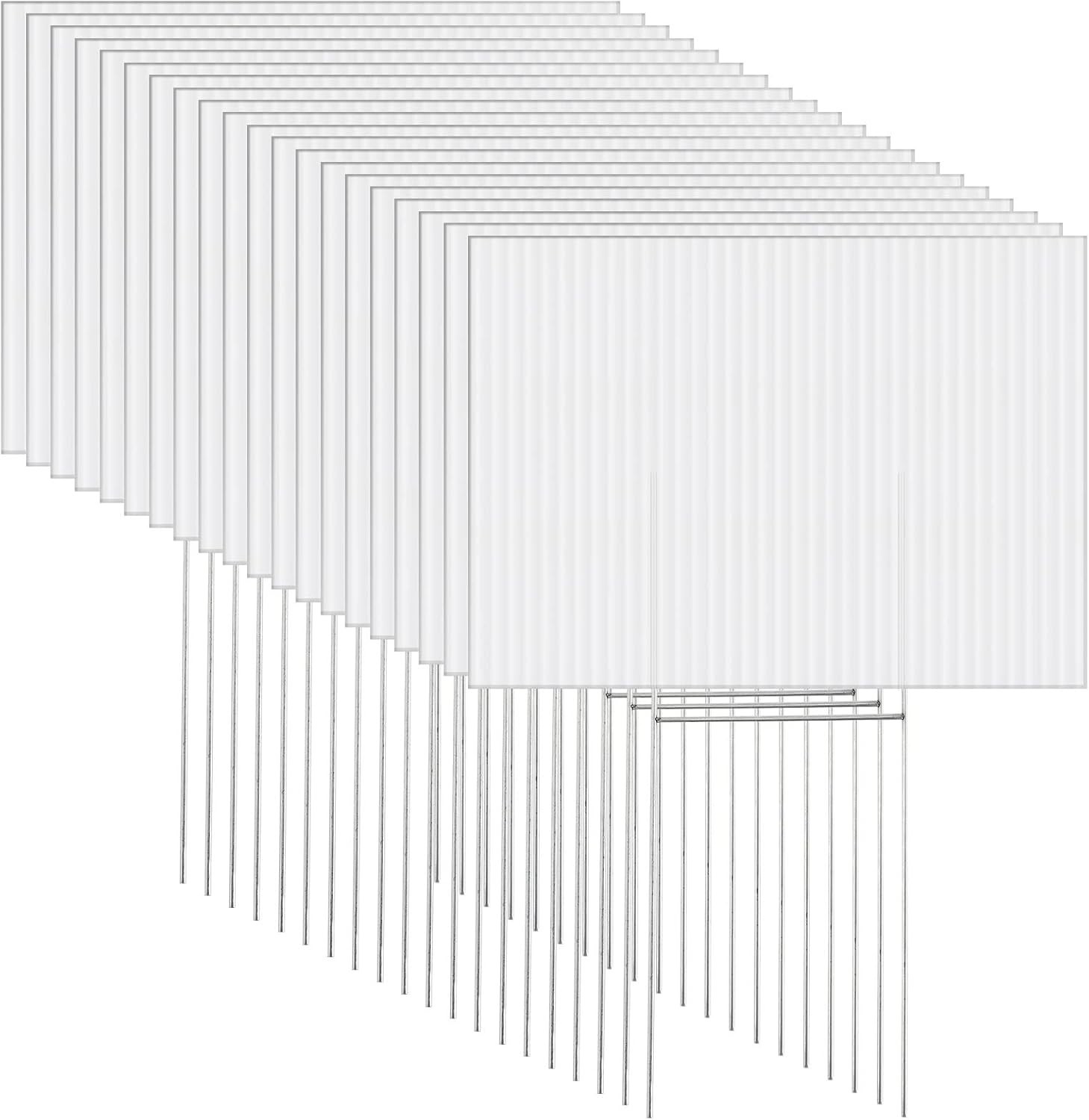 20 Pack Yard Signs with Stakes 16×12 Inch Double Sided Corrugated Plastic for…