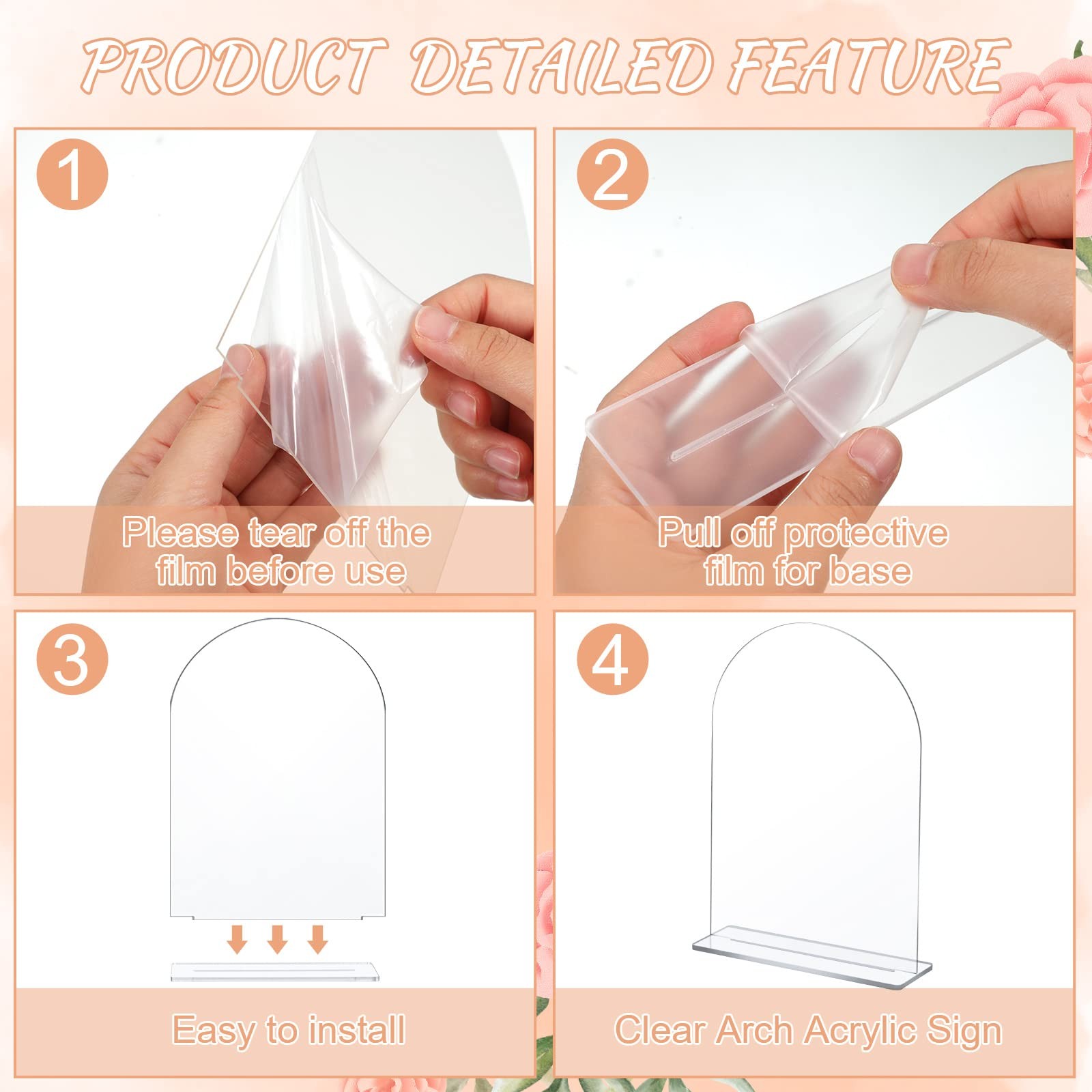 10 Packs 5×7 Inch Clear Acrylic Arch Sign – Blank DIY Table Numbers with Stan…