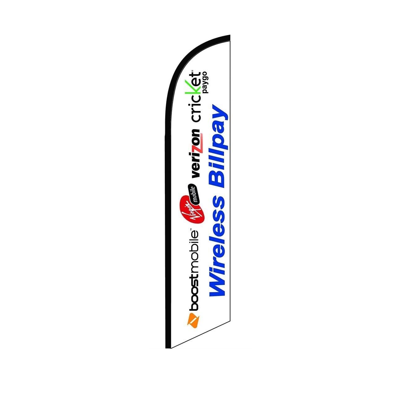 Wireless Bill Pay White Swooper Flutter Feather Flag | 3ft W x 11.5ft Tall