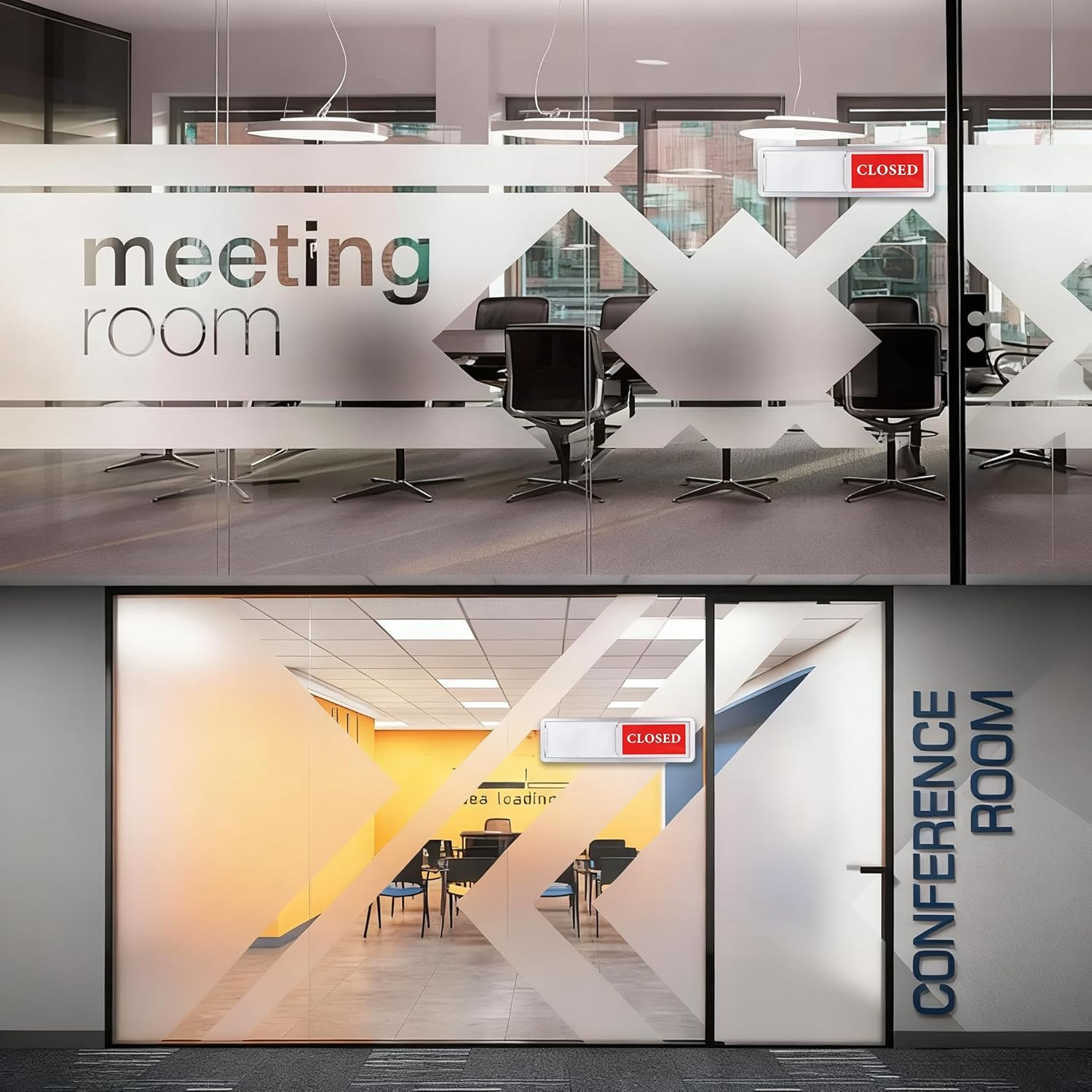 Open Closed Sliding Door Sign for Business, Open Closed Privacy Slider Sign for