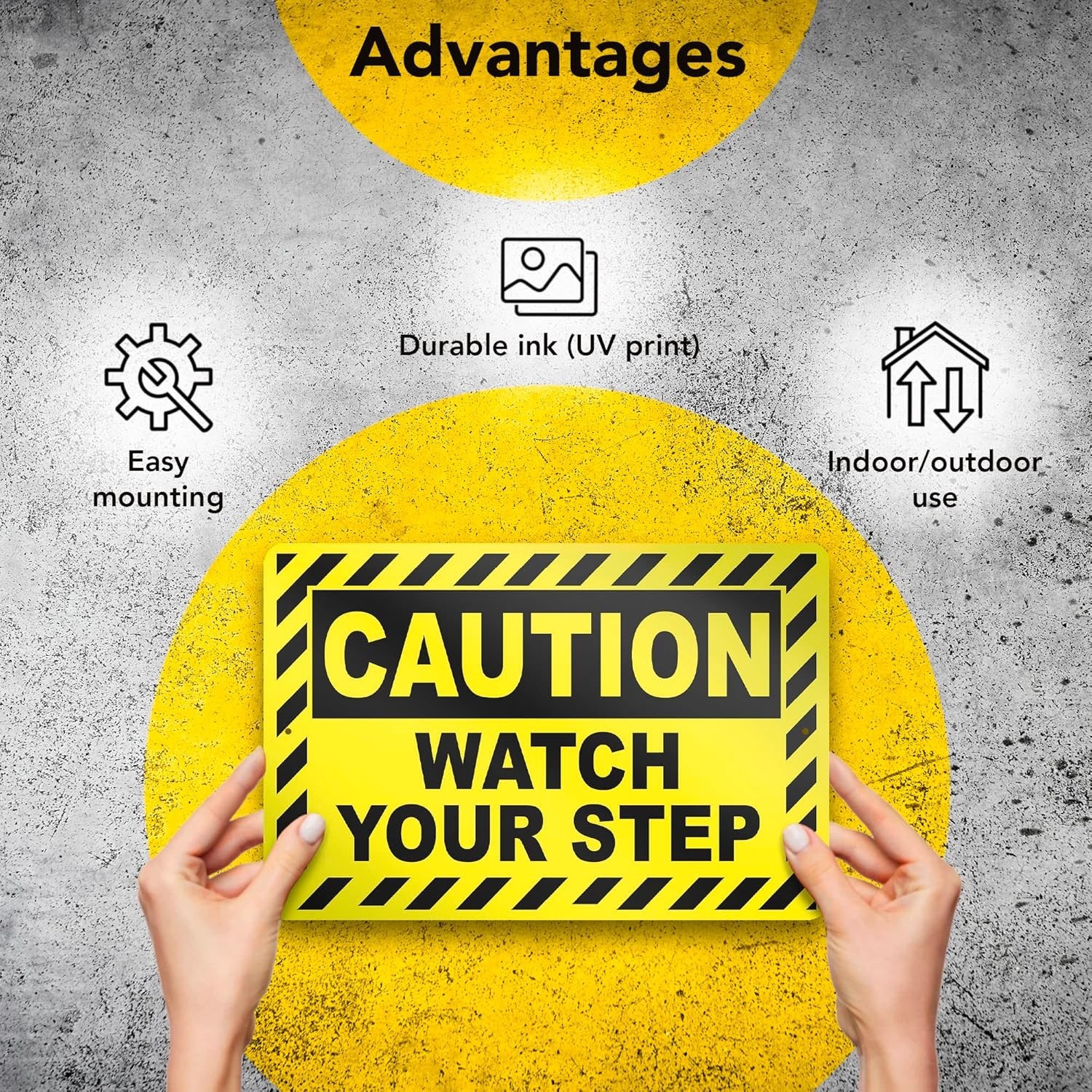 Watch Your Step Sign, 8×12 Aluminum Caution Signs, UV Protected, Weatherproof