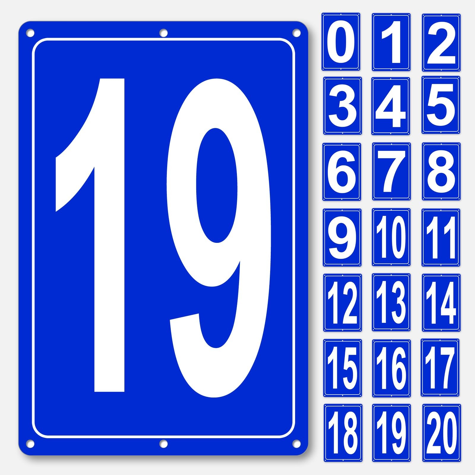 Numbered Sign 19 Aluminum Tennis Court Parking Lot Signage 12×8 Inch Metal