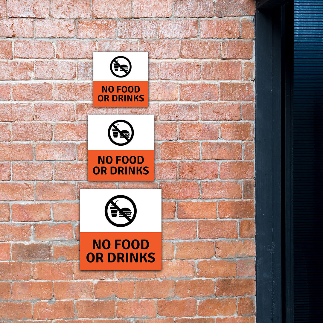 Square Plus No Food or Drinks Wall or Door Sign | Workplace Health and Hygiene