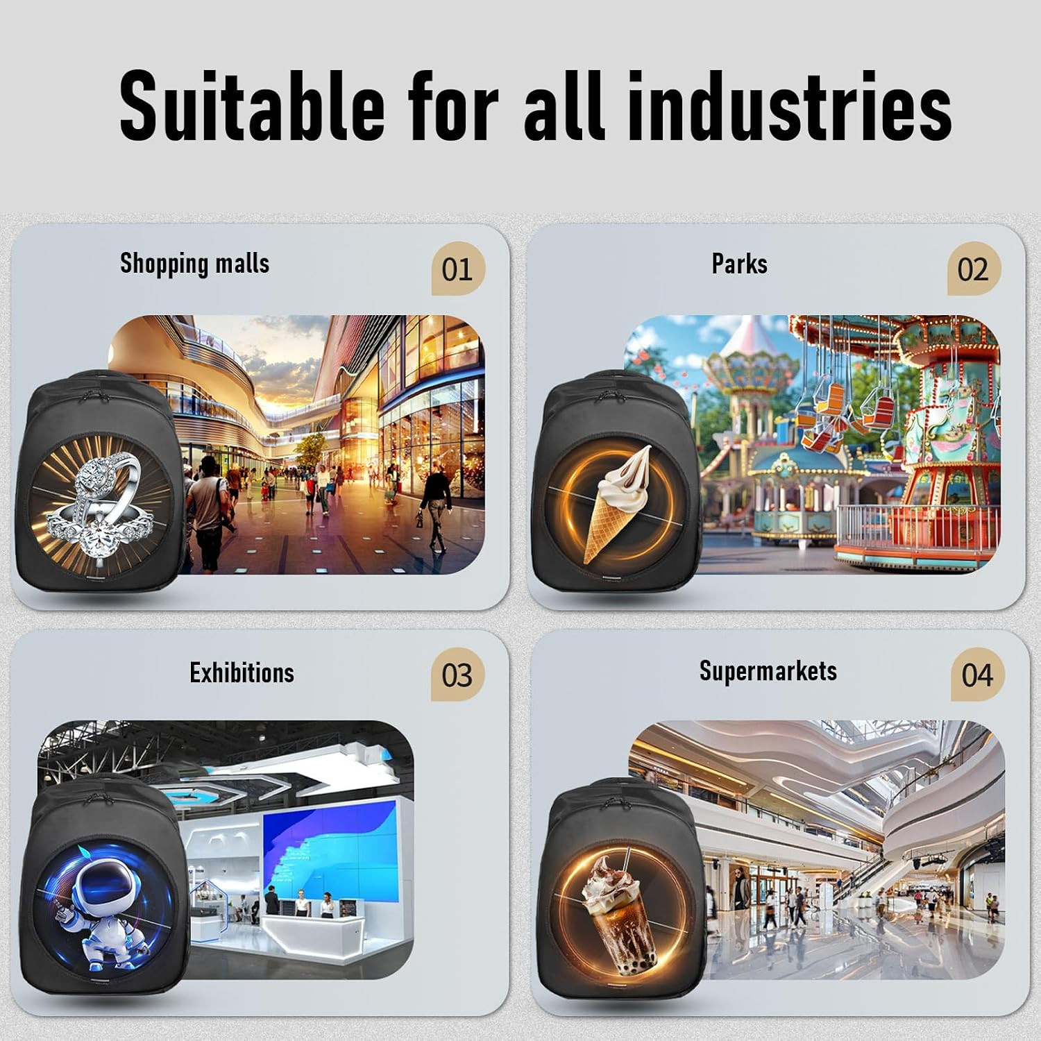 3D Hologram Fan LED Backpack, 1080 X 448 Holographic Projector Advertising Bag w
