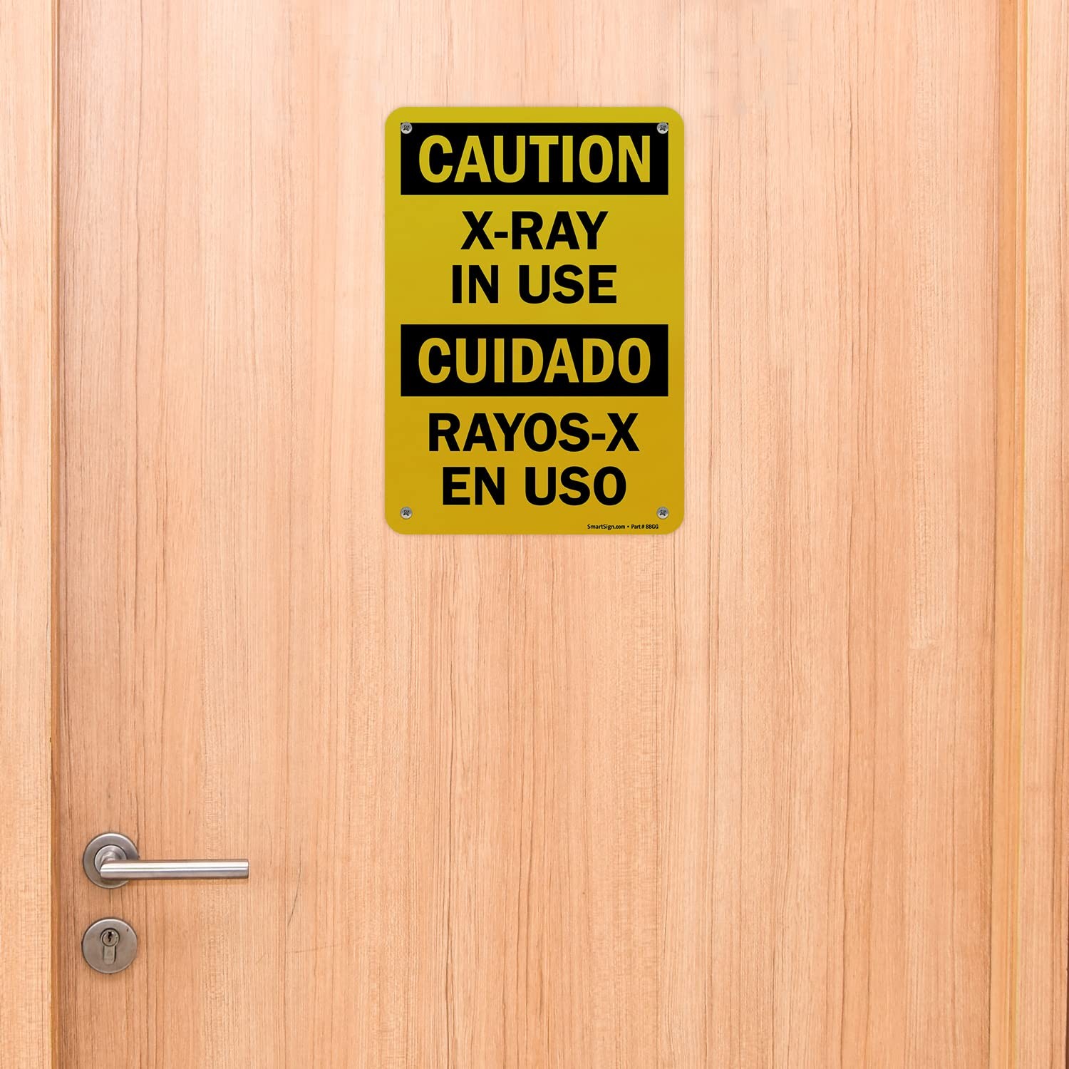 7×10 Inch Aluminum Bilingual Caution XRay In Use Hazard Warning Safety Sign