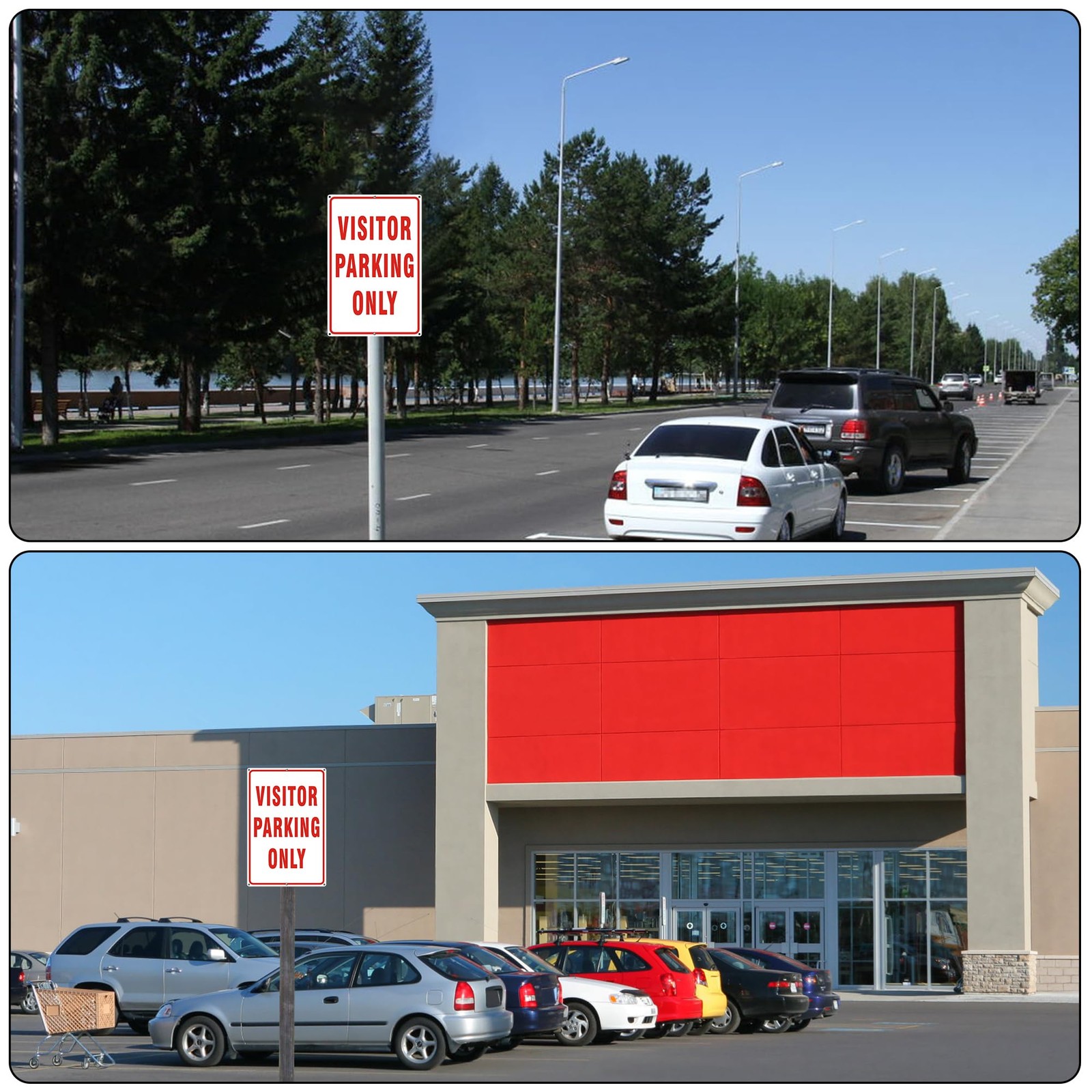 Visitor Parking Only Signs 14×10 Inch Reflective Aluminum Metal 2 PCS Bar