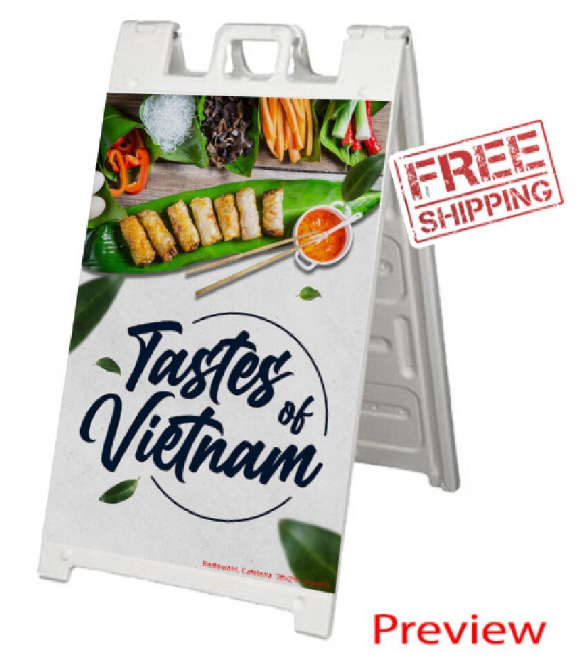 SideWalk Sign & 2 Plastic Sign Panels 24 »x36 » Custom Printed Your Text & Logos